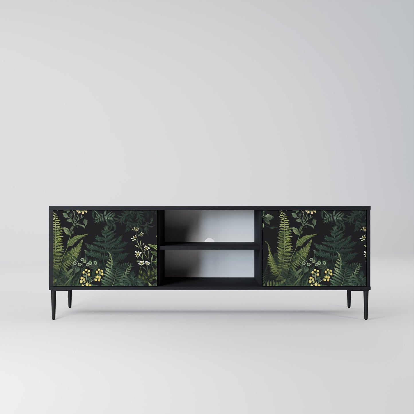 Mobile TV a 2 ante FERN FLOWERS in finitura nera