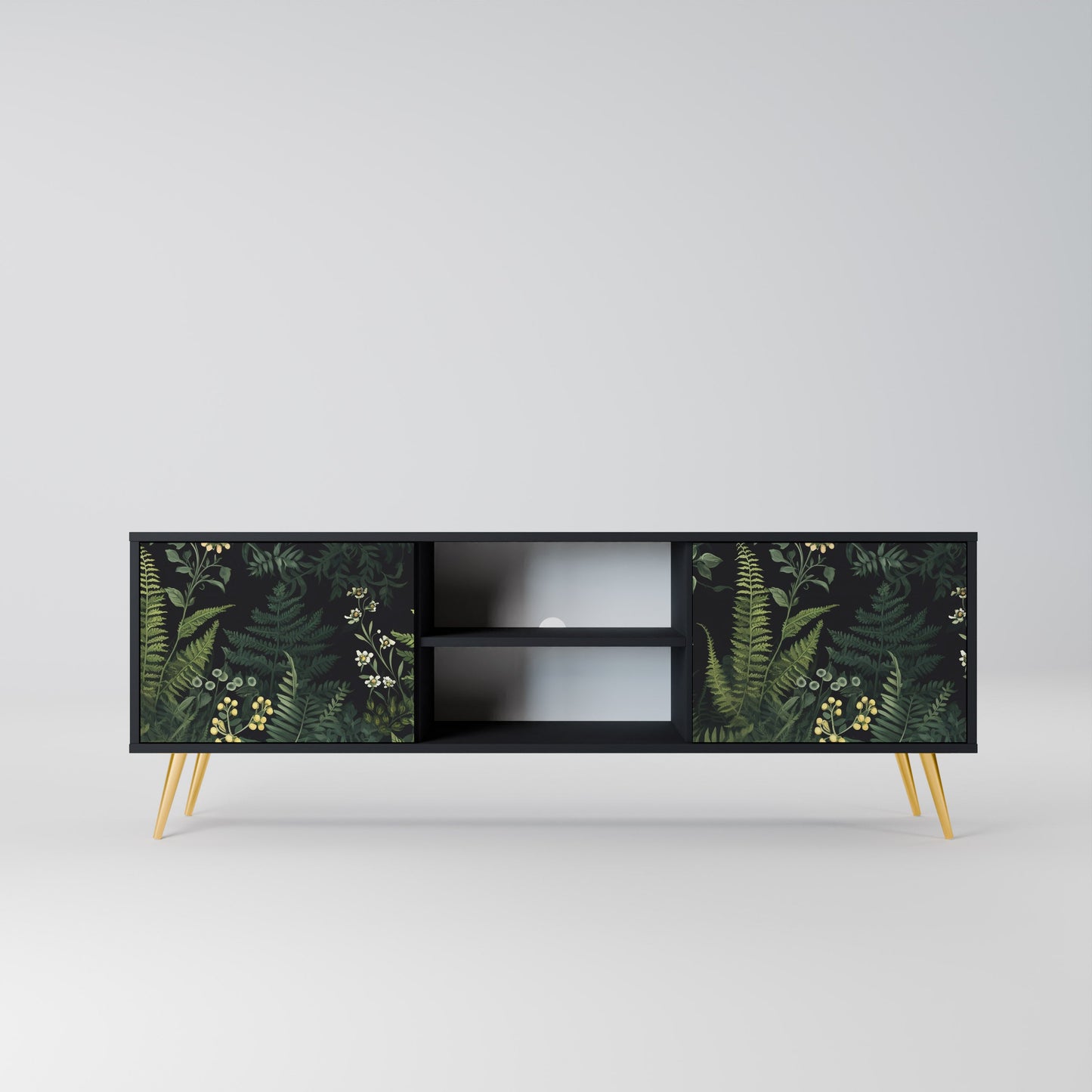 Mobile TV a 2 ante FERN FLOWERS in finitura nera