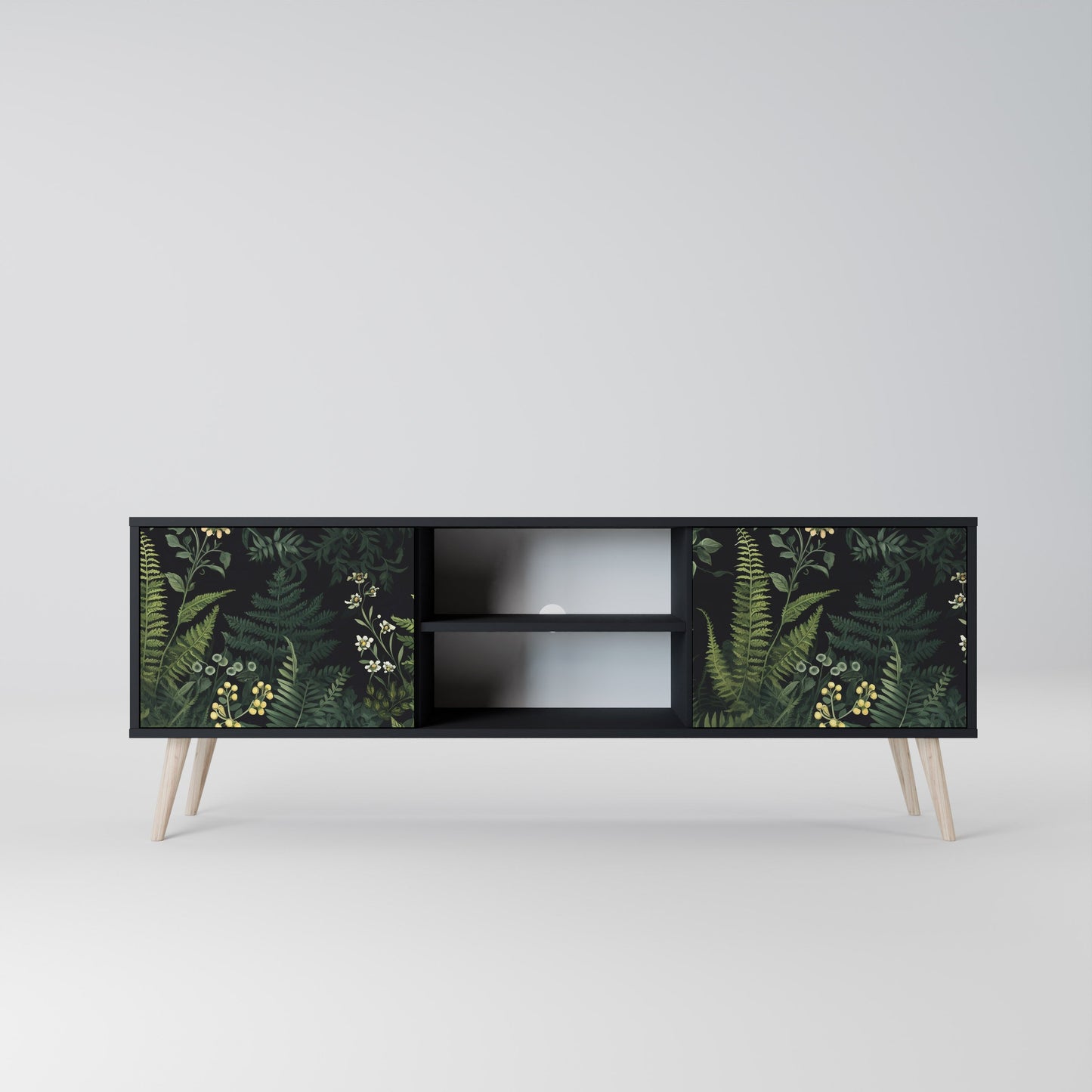 Mobile TV a 2 ante FERN FLOWERS in finitura nera