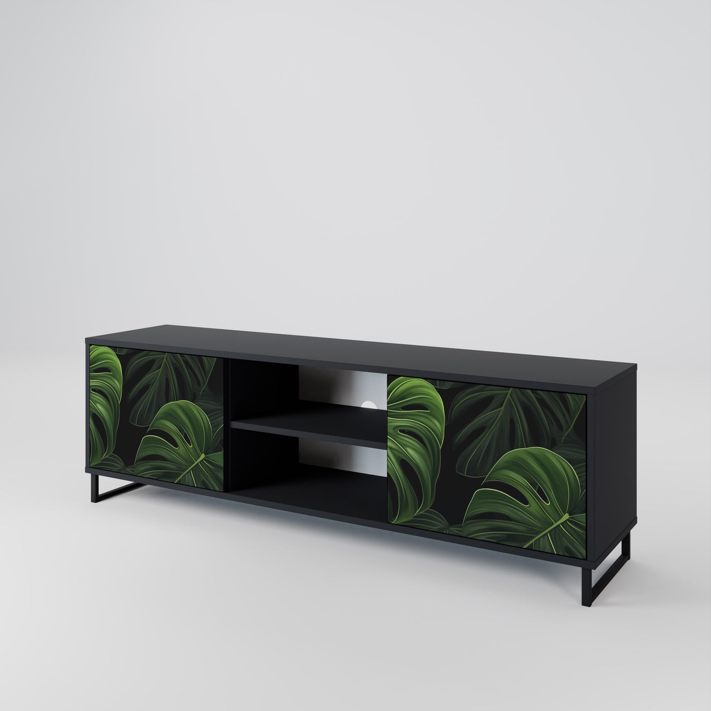 Mobile TV INFINITE MONSTERA a 2 ante con finitura nera