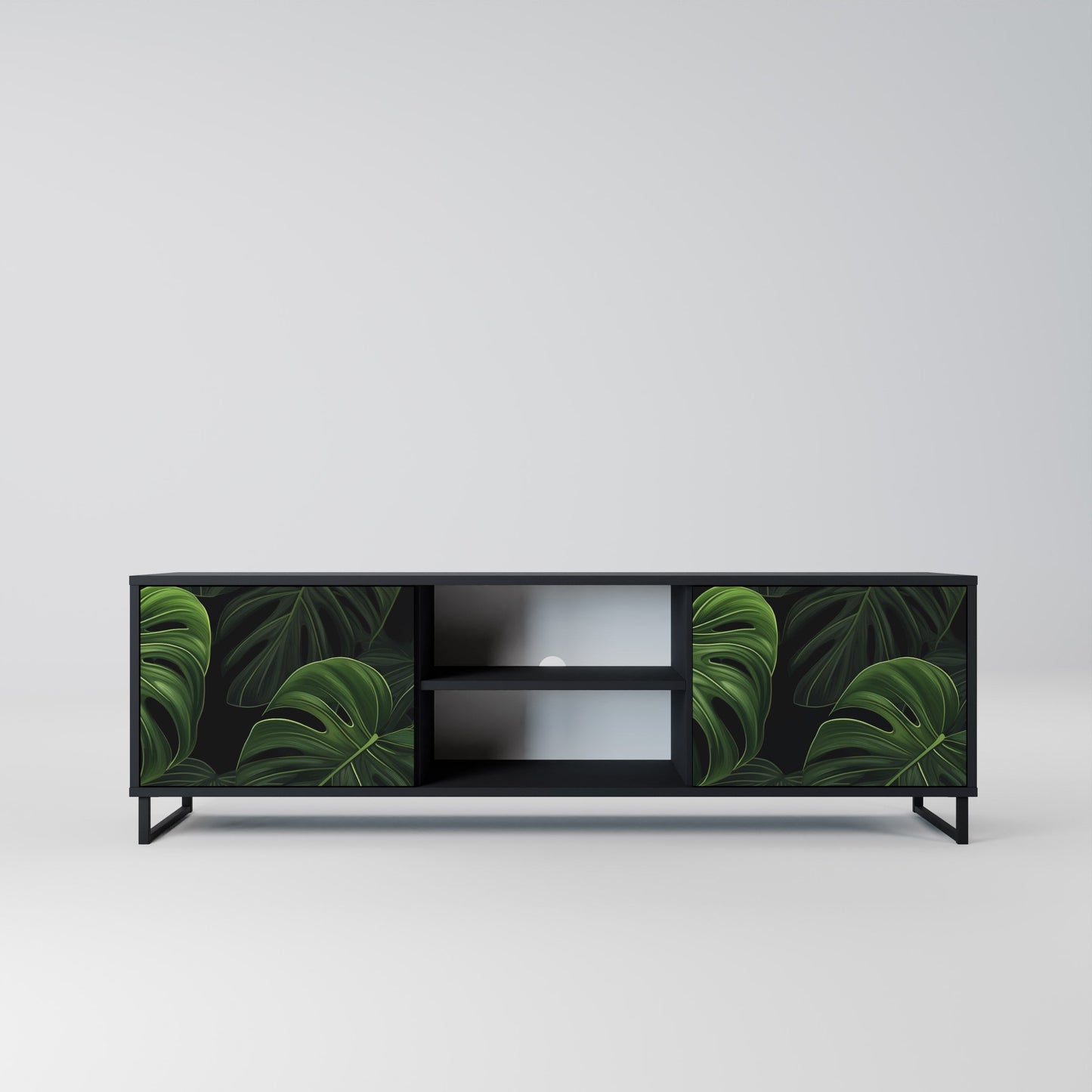 Mobile TV INFINITE MONSTERA a 2 ante con finitura nera
