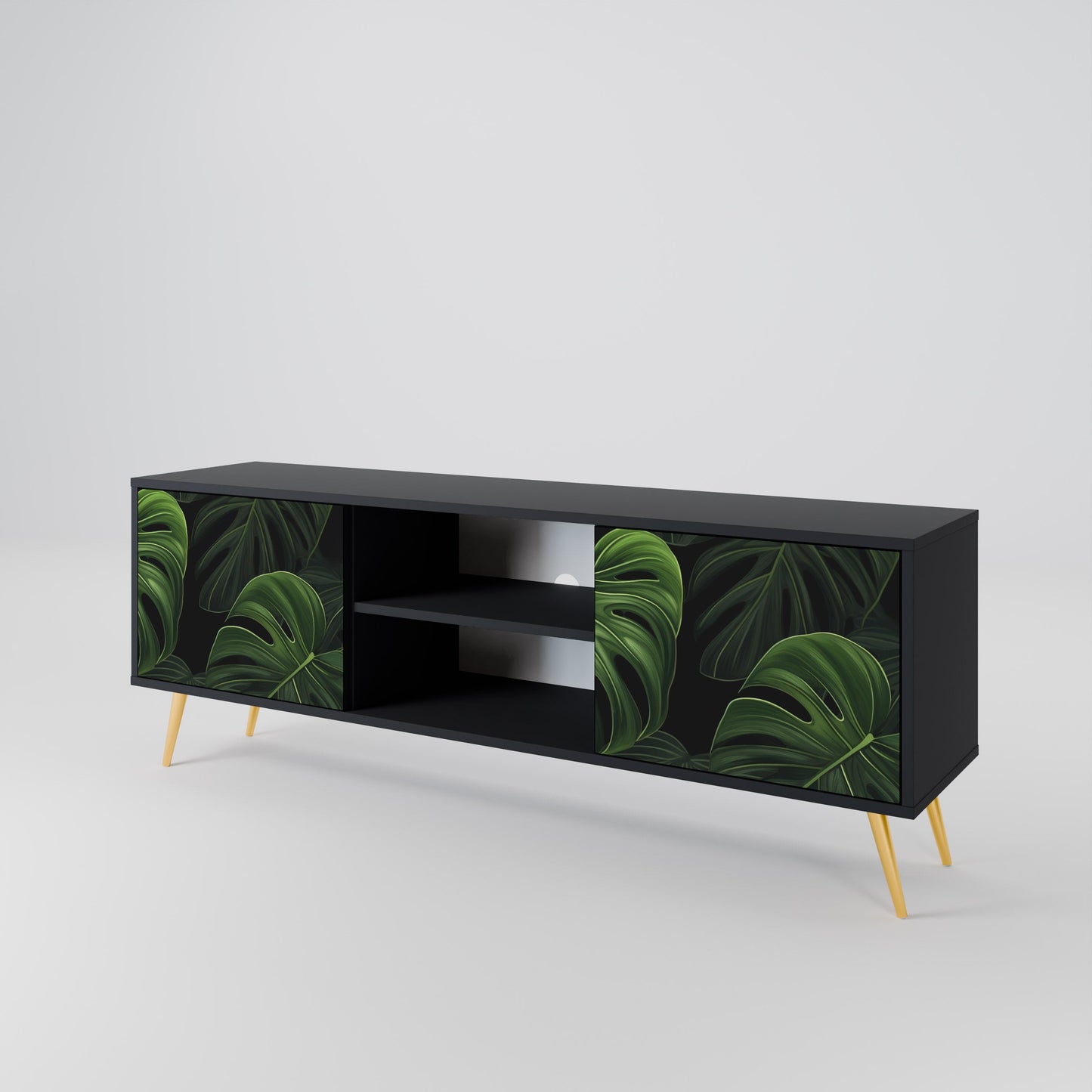 Mobile TV INFINITE MONSTERA a 2 ante con finitura nera