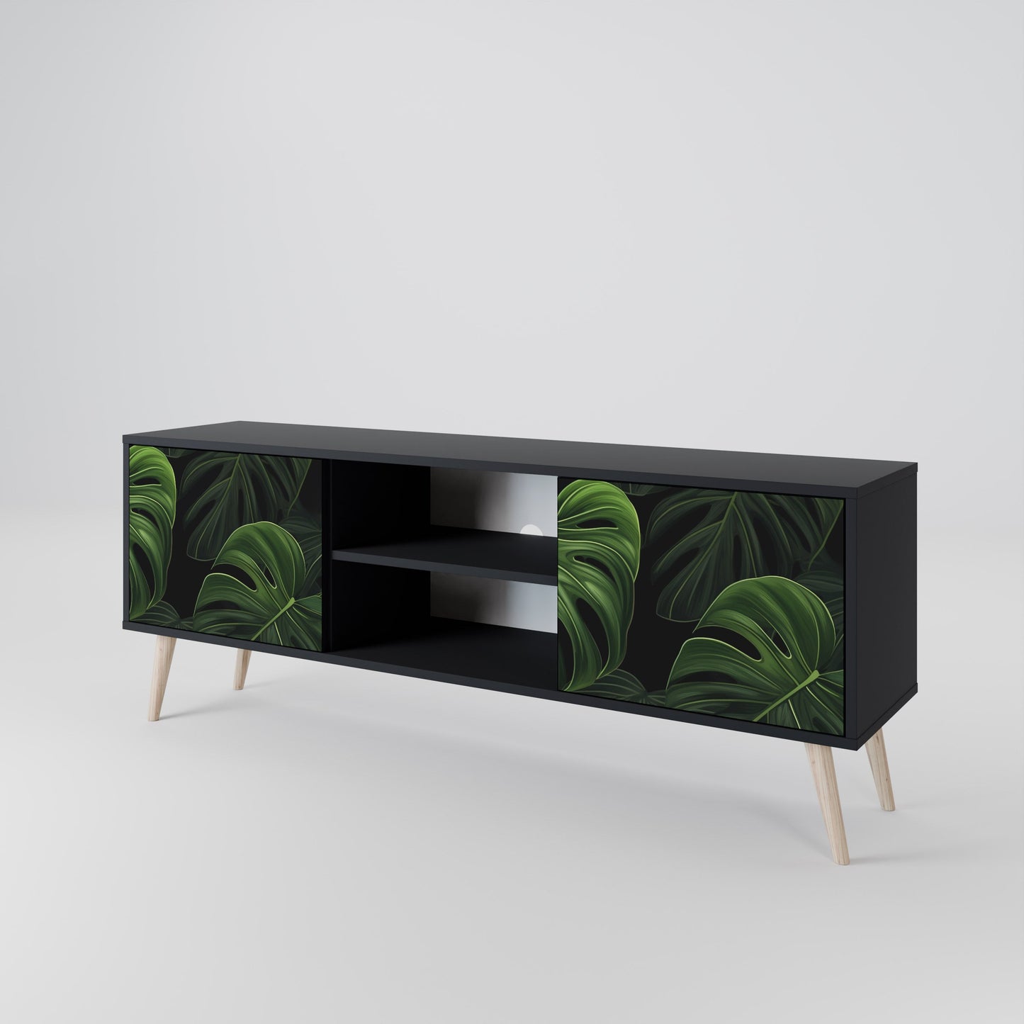 Mobile TV INFINITE MONSTERA a 2 ante con finitura nera
