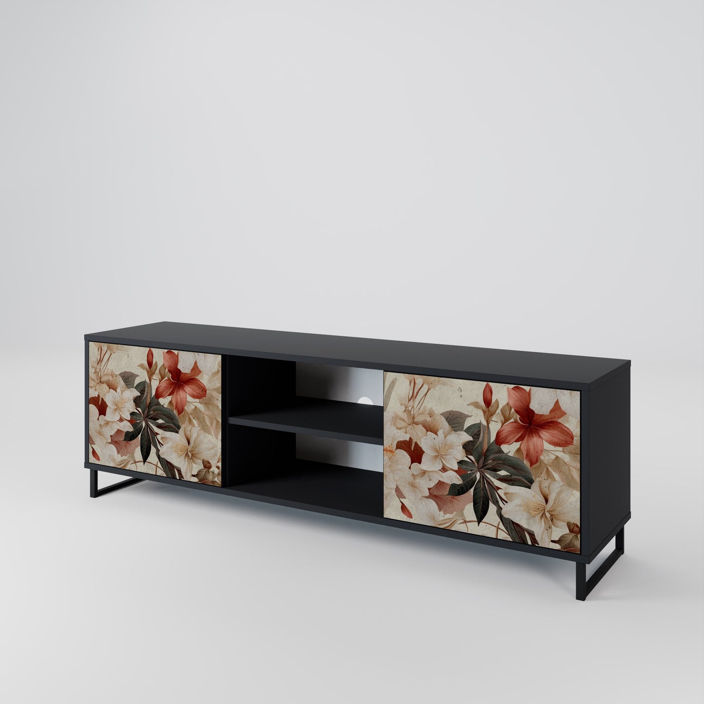 Mobile TV PETAL HARMONY a 2 ante in finitura nera