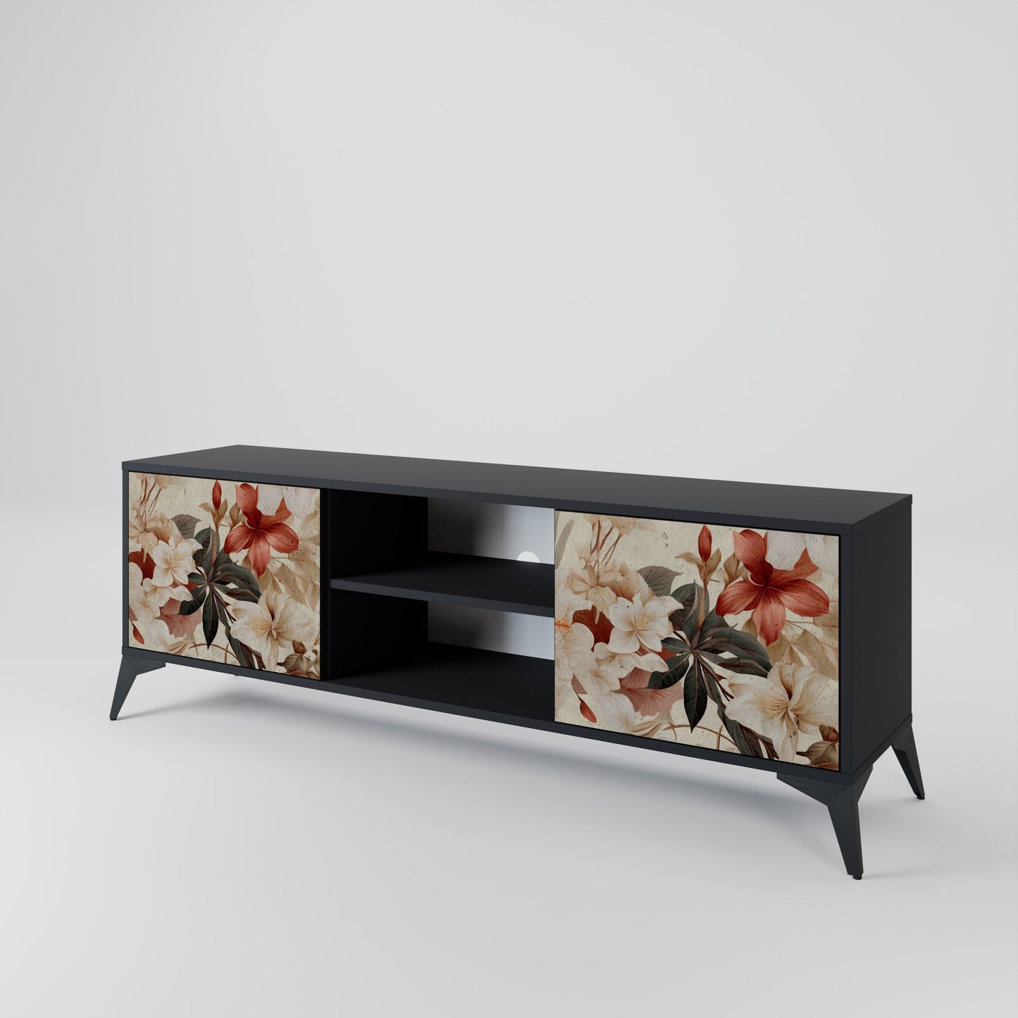 Mobile TV PETAL HARMONY a 2 ante in finitura nera