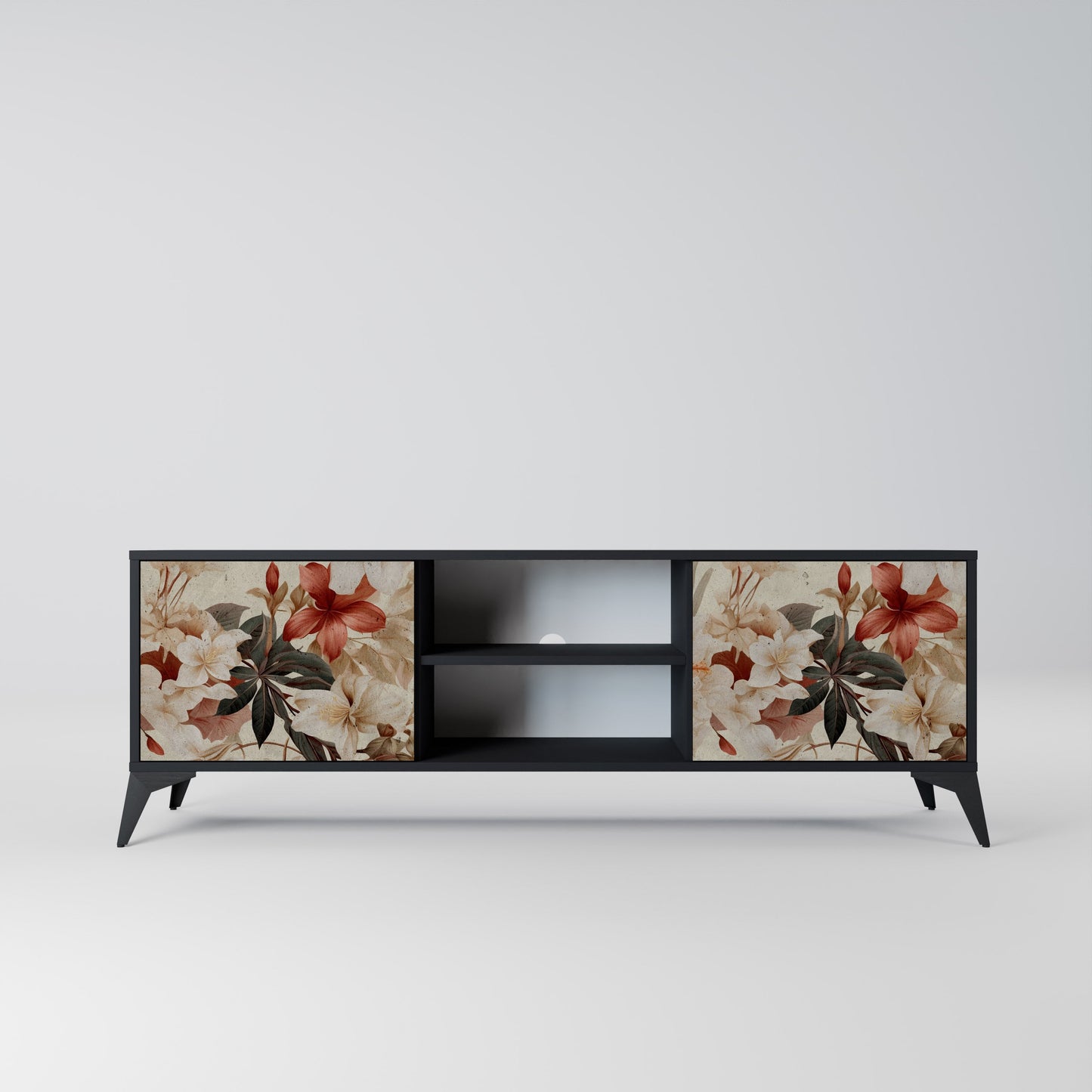 Mobile TV PETAL HARMONY a 2 ante in finitura nera