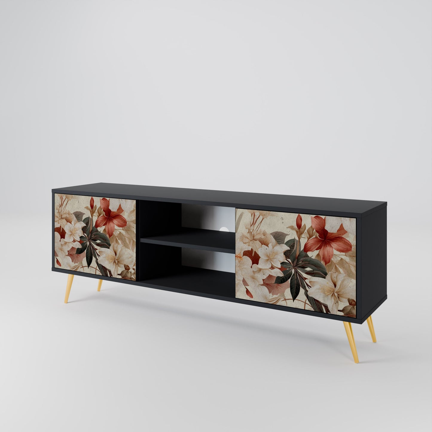 Mobile TV PETAL HARMONY a 2 ante in finitura nera