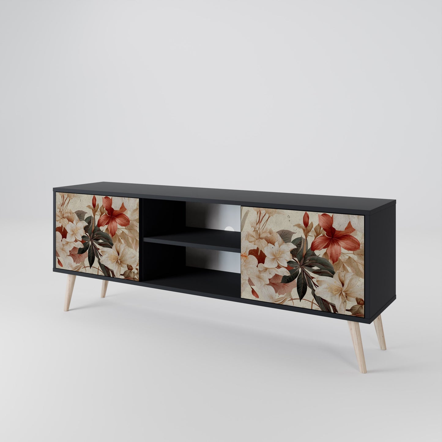 Mobile TV PETAL HARMONY a 2 ante in finitura nera