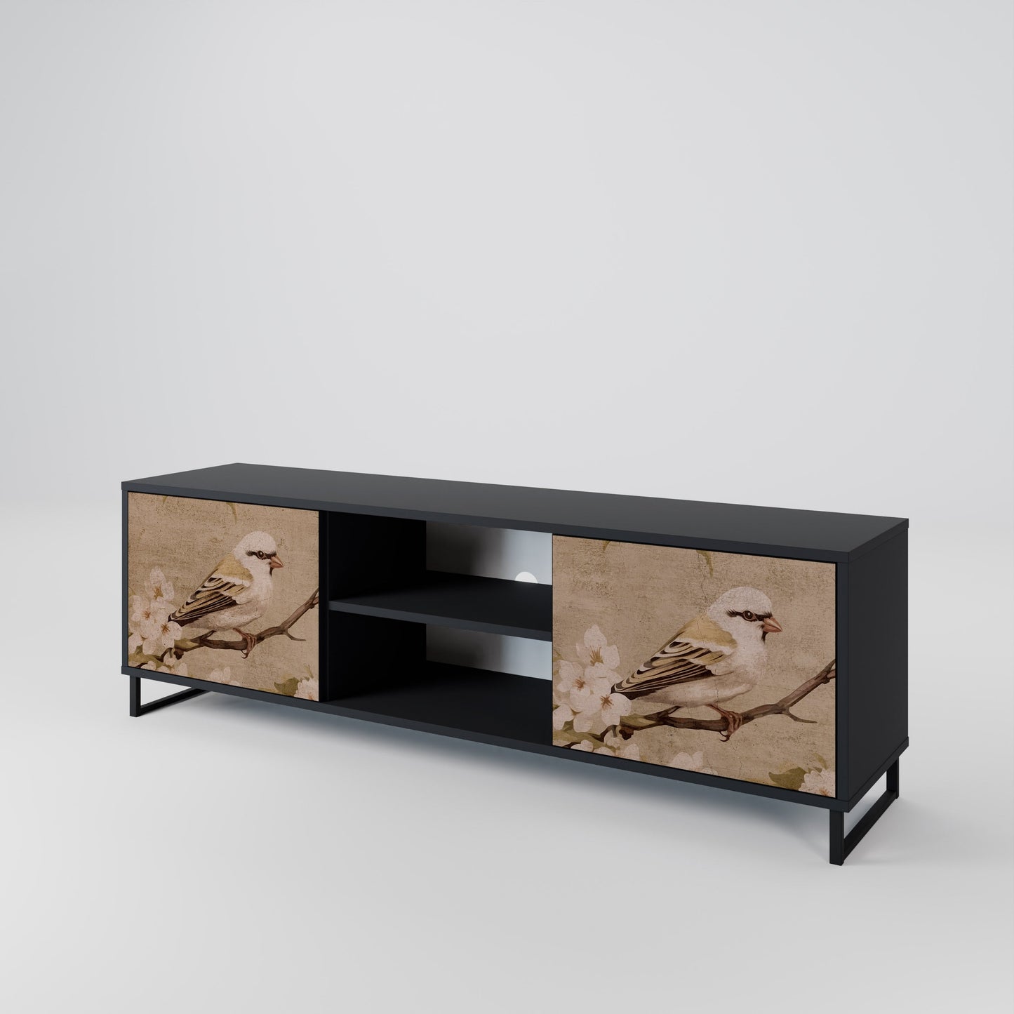 Mobile TV PETAL DISTINGUISH a 2 ante con finitura nera