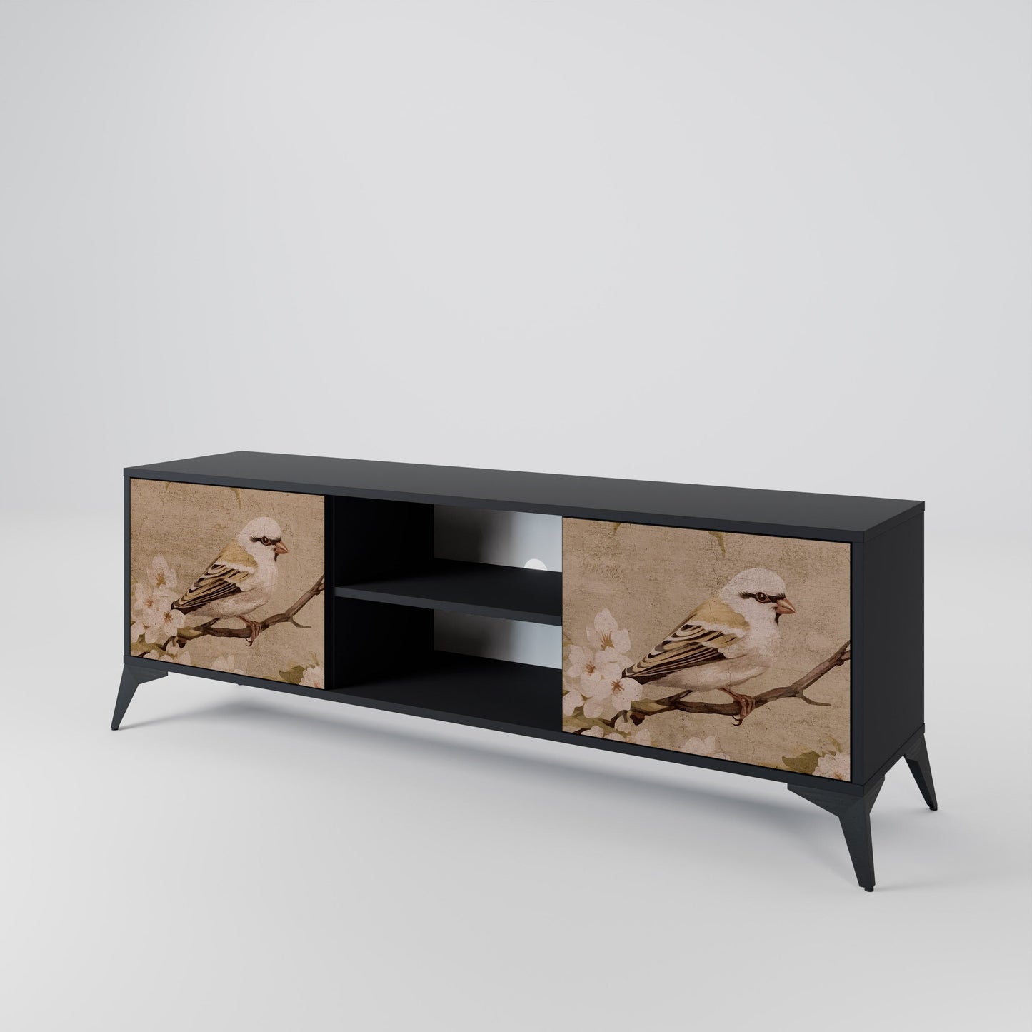 Mobile TV PETAL DISTINGUISH a 2 ante con finitura nera