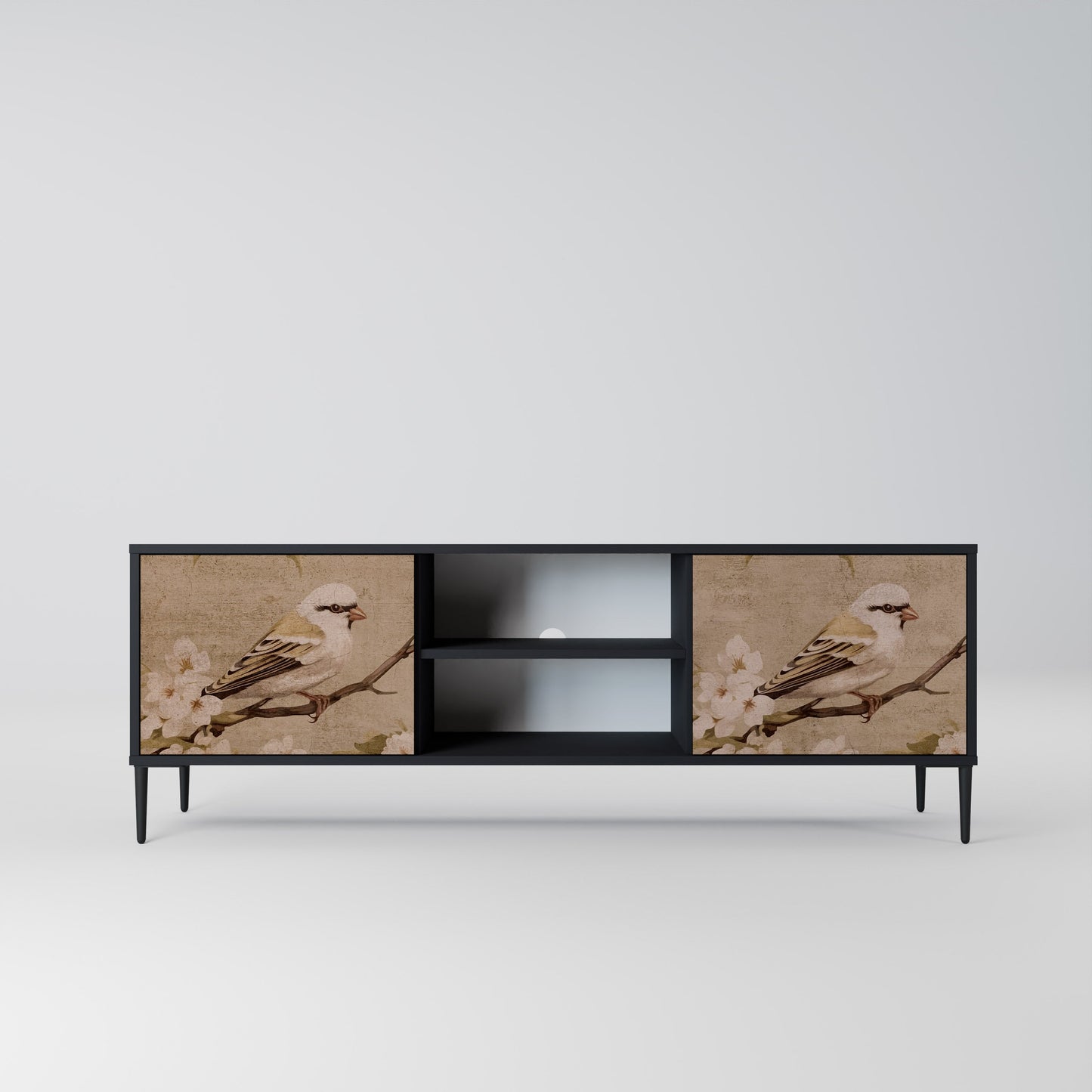 Mobile TV PETAL DISTINGUISH a 2 ante con finitura nera