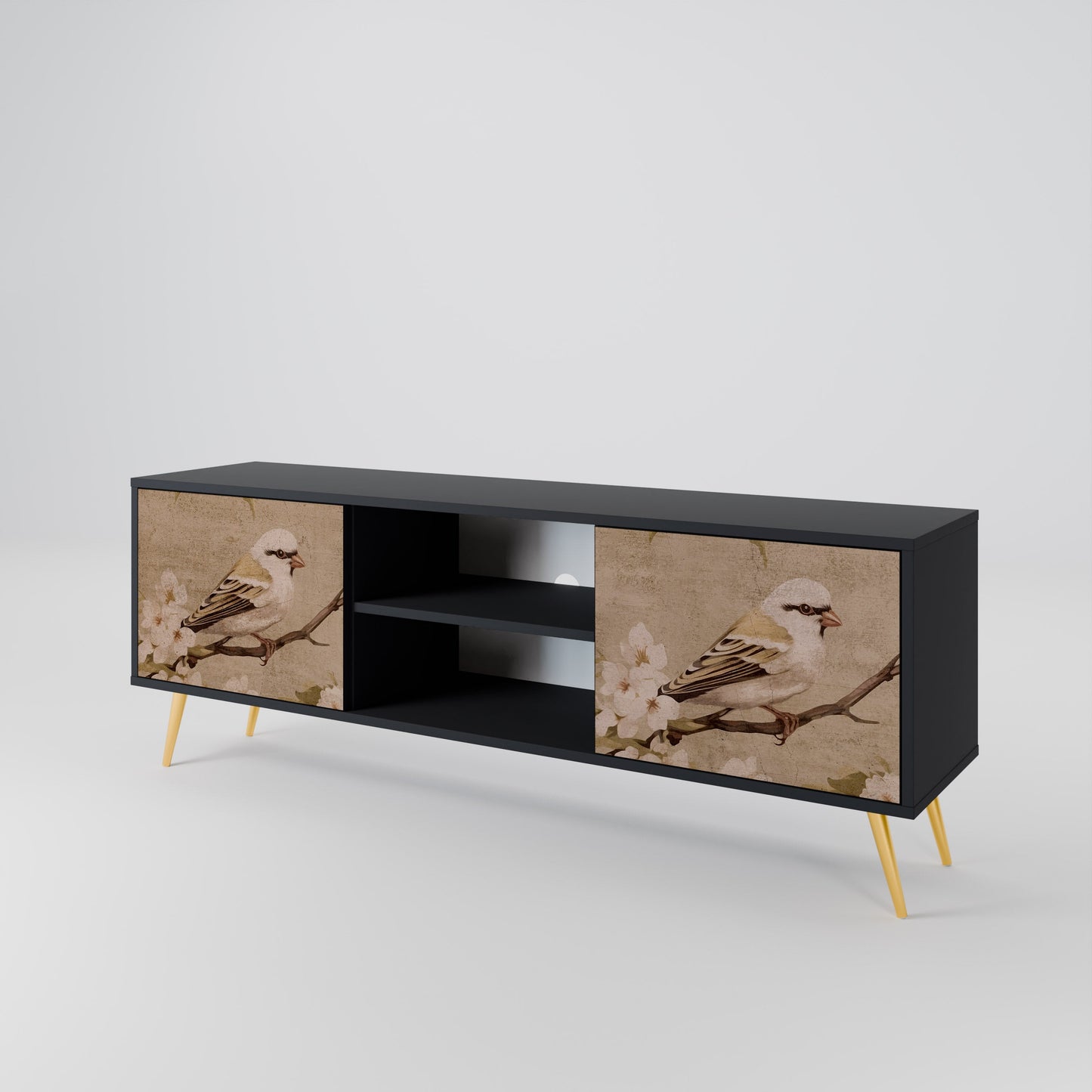 Mobile TV PETAL DISTINGUISH a 2 ante con finitura nera