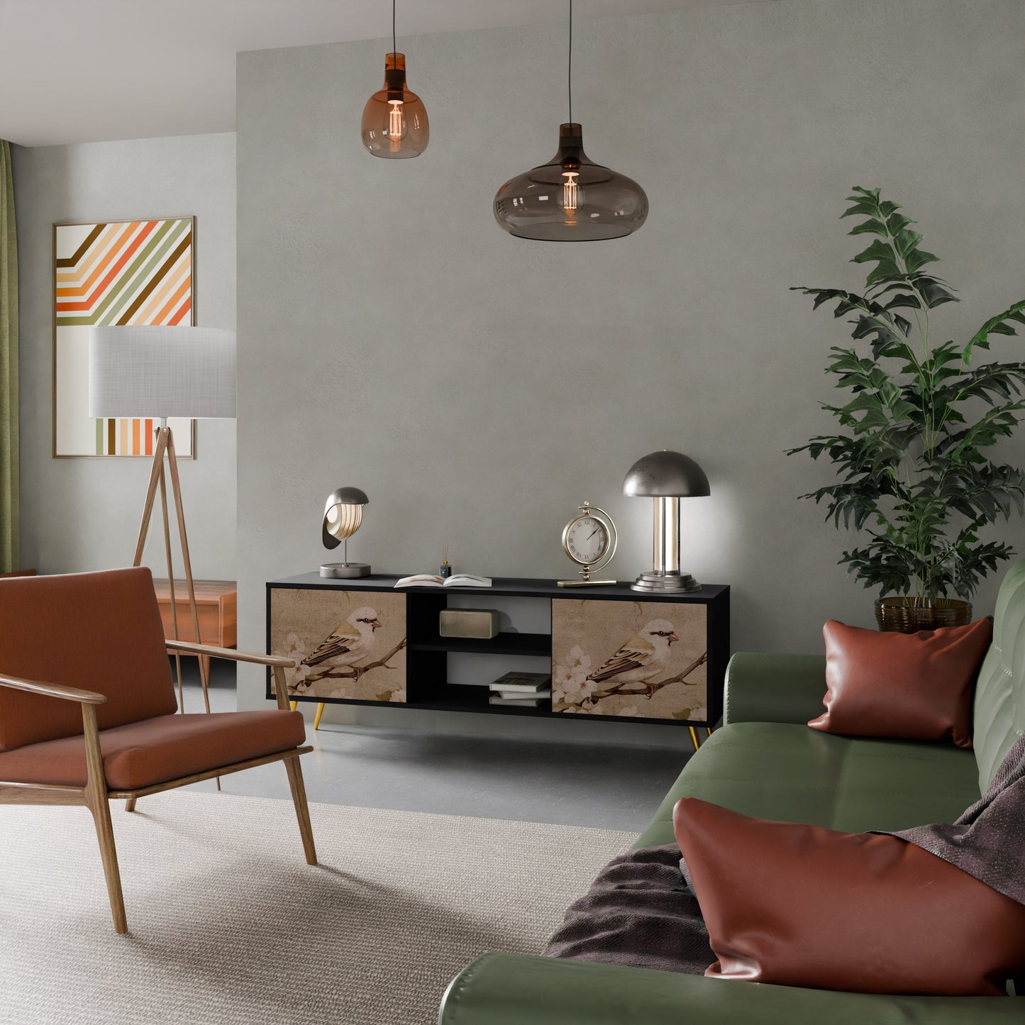 Mobile TV PETAL DISTINGUISH a 2 ante con finitura nera