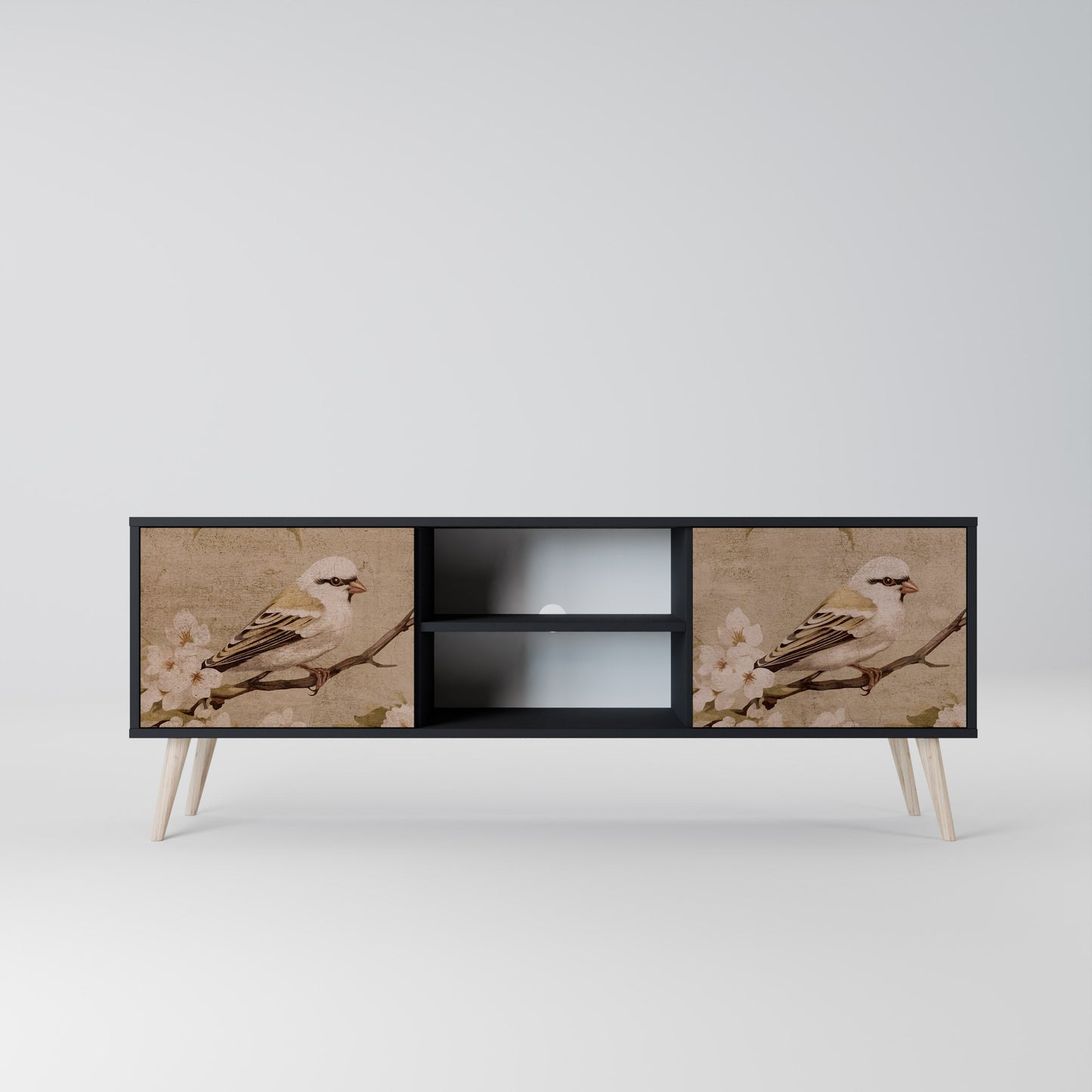 Mobile TV PETAL DISTINGUISH a 2 ante con finitura nera