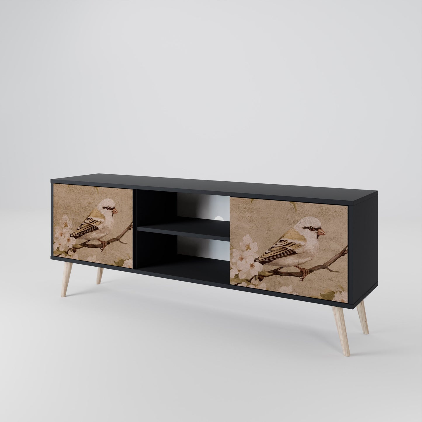 Mobile TV PETAL DISTINGUISH a 2 ante con finitura nera