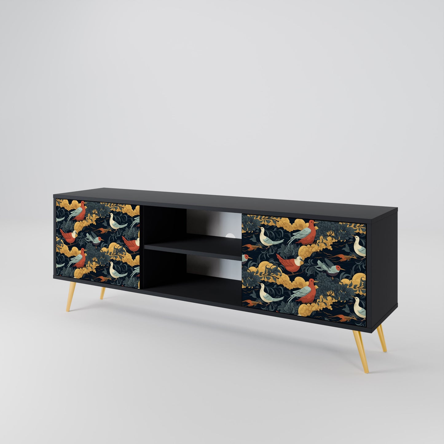 Mobile TV FOWLY DAZE a 2 ante con finitura nera