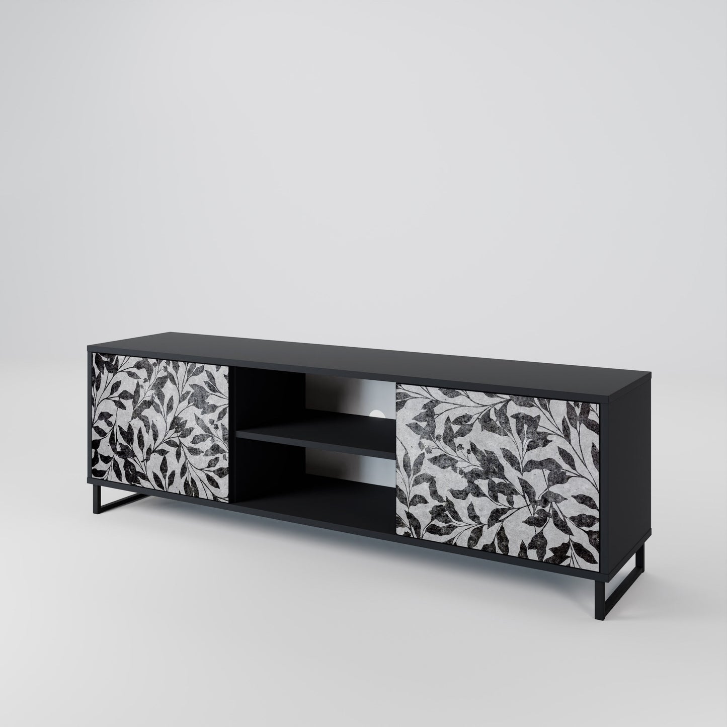 Mobile TV CHARCOAL SPROUT a 2 ante con finitura nera