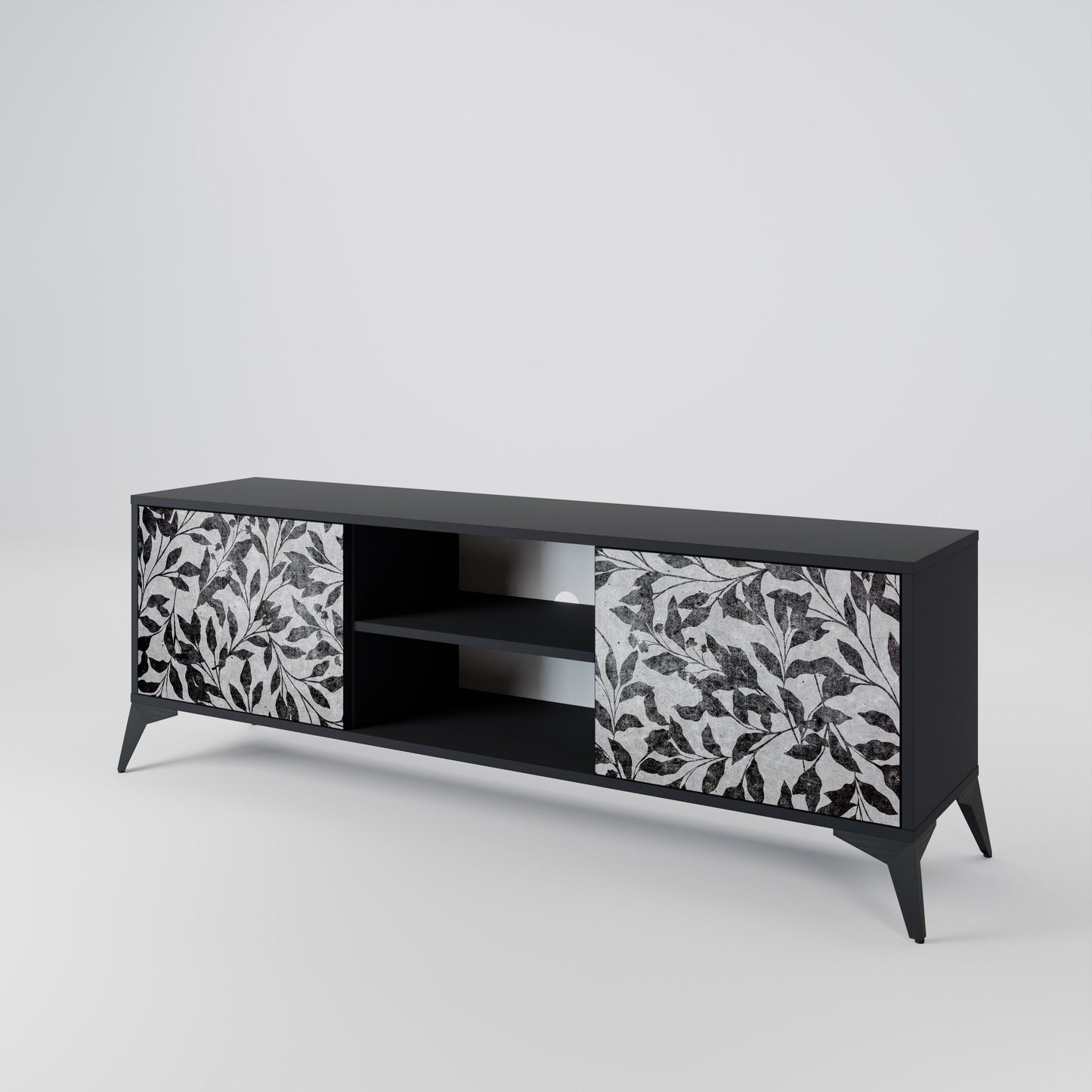 Mobile TV CHARCOAL SPROUT a 2 ante con finitura nera