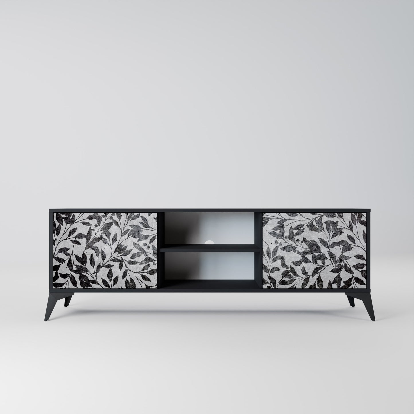 Mobile TV CHARCOAL SPROUT a 2 ante con finitura nera