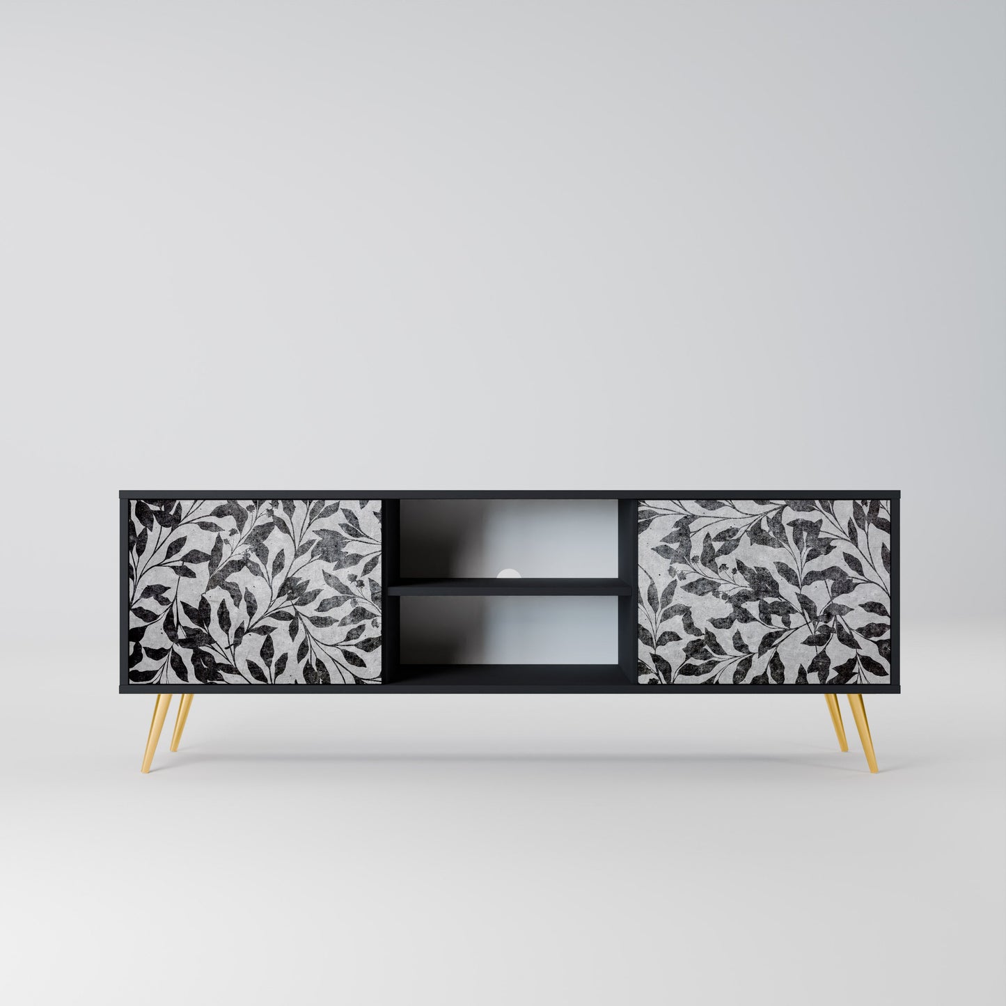 Mobile TV CHARCOAL SPROUT a 2 ante con finitura nera