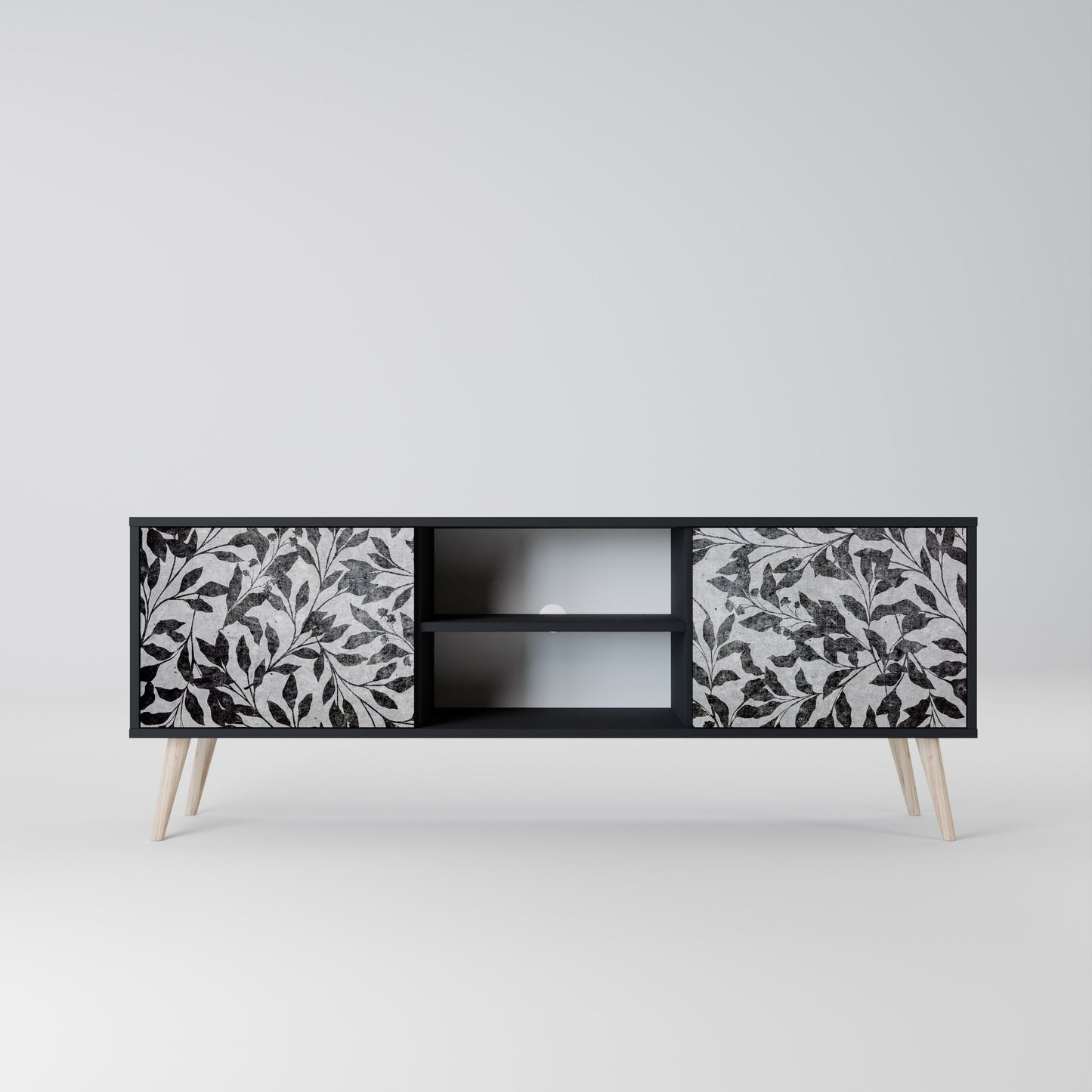 Mobile TV CHARCOAL SPROUT a 2 ante con finitura nera