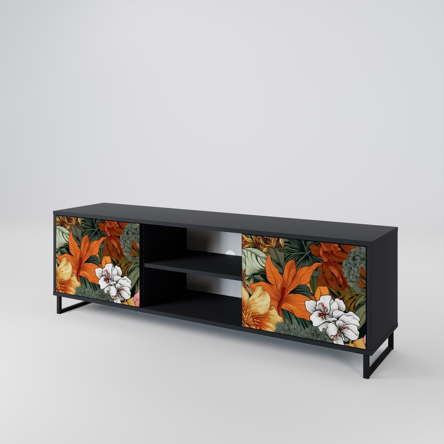 Mobile TV RADIANT FLORA a 2 ante in finitura nera