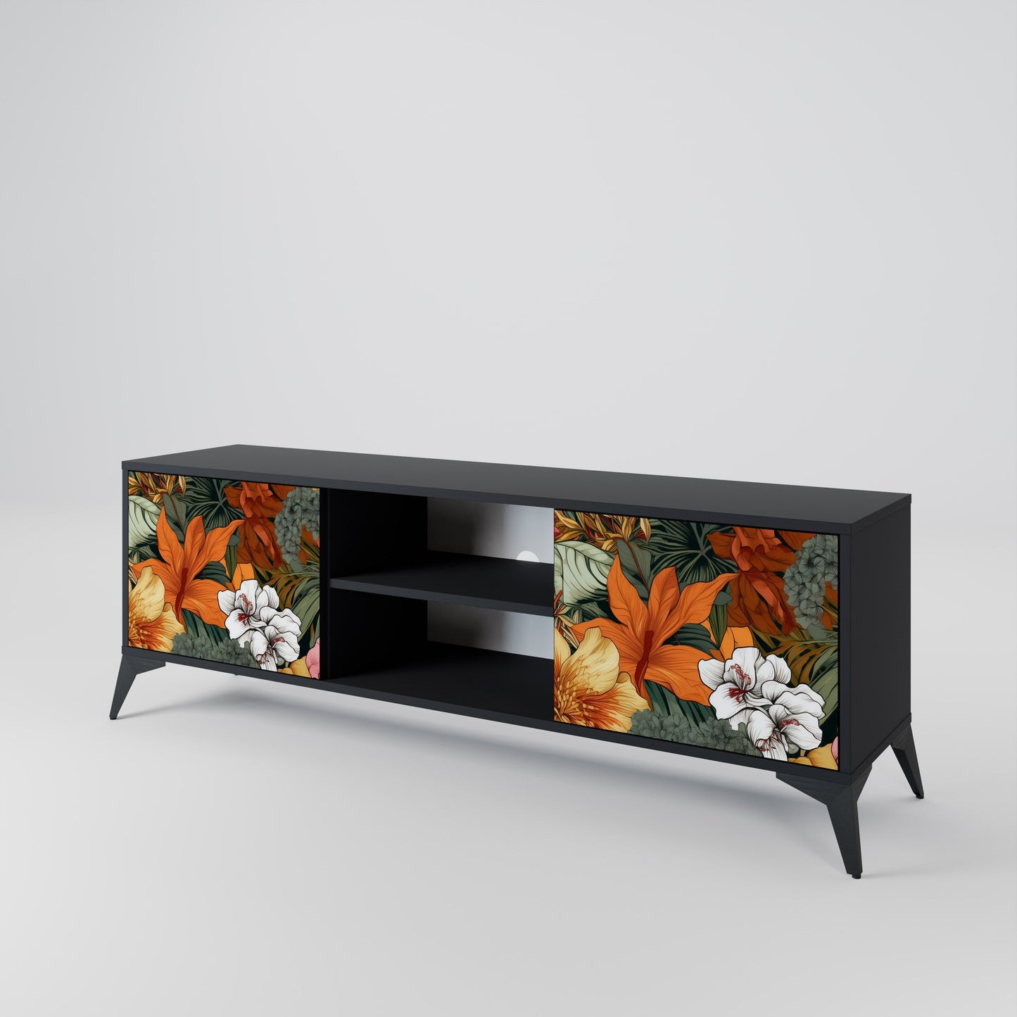 Mobile TV RADIANT FLORA a 2 ante in finitura nera