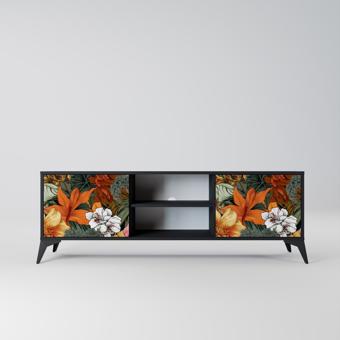 Mobile TV RADIANT FLORA a 2 ante in finitura nera