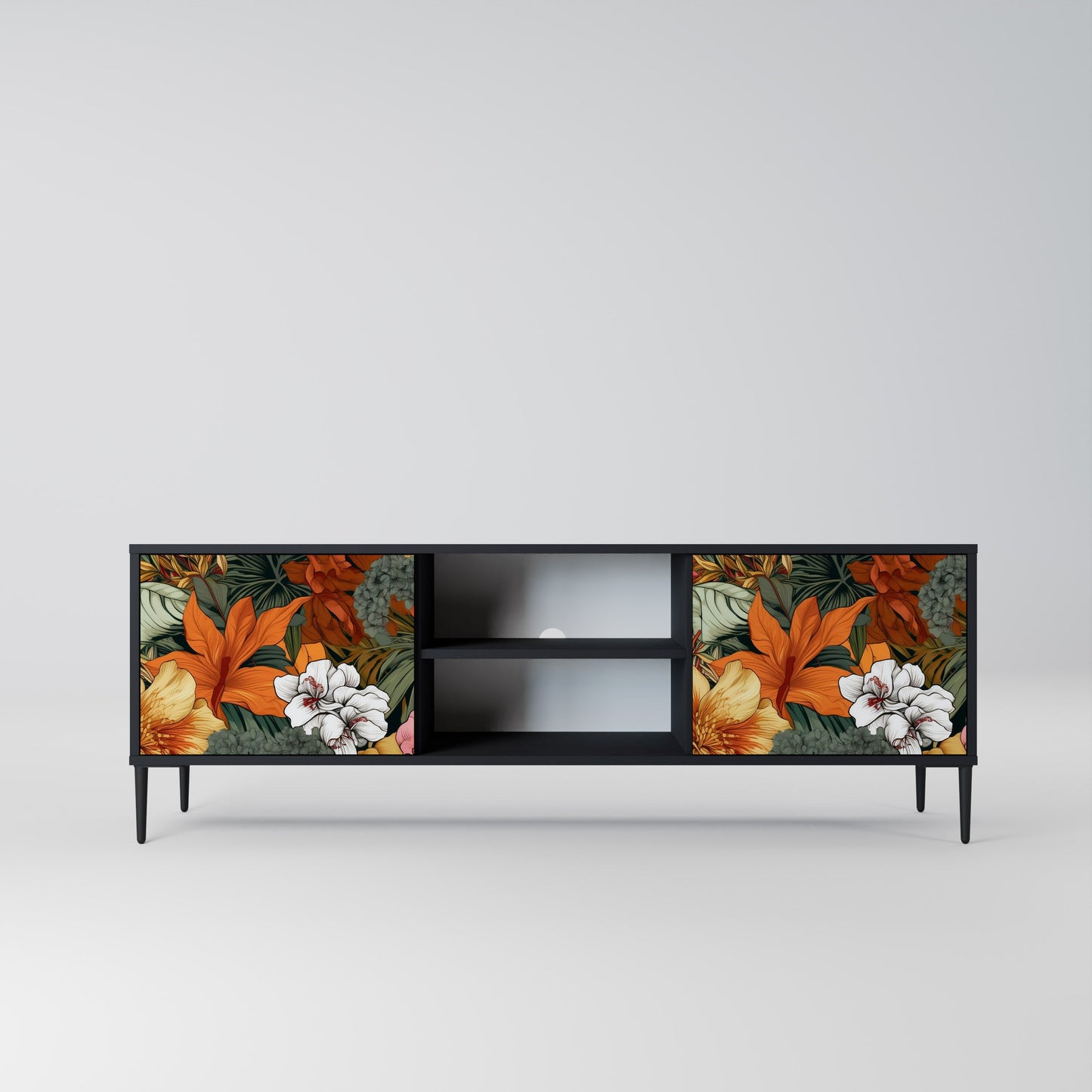 Mobile TV RADIANT FLORA a 2 ante in finitura nera
