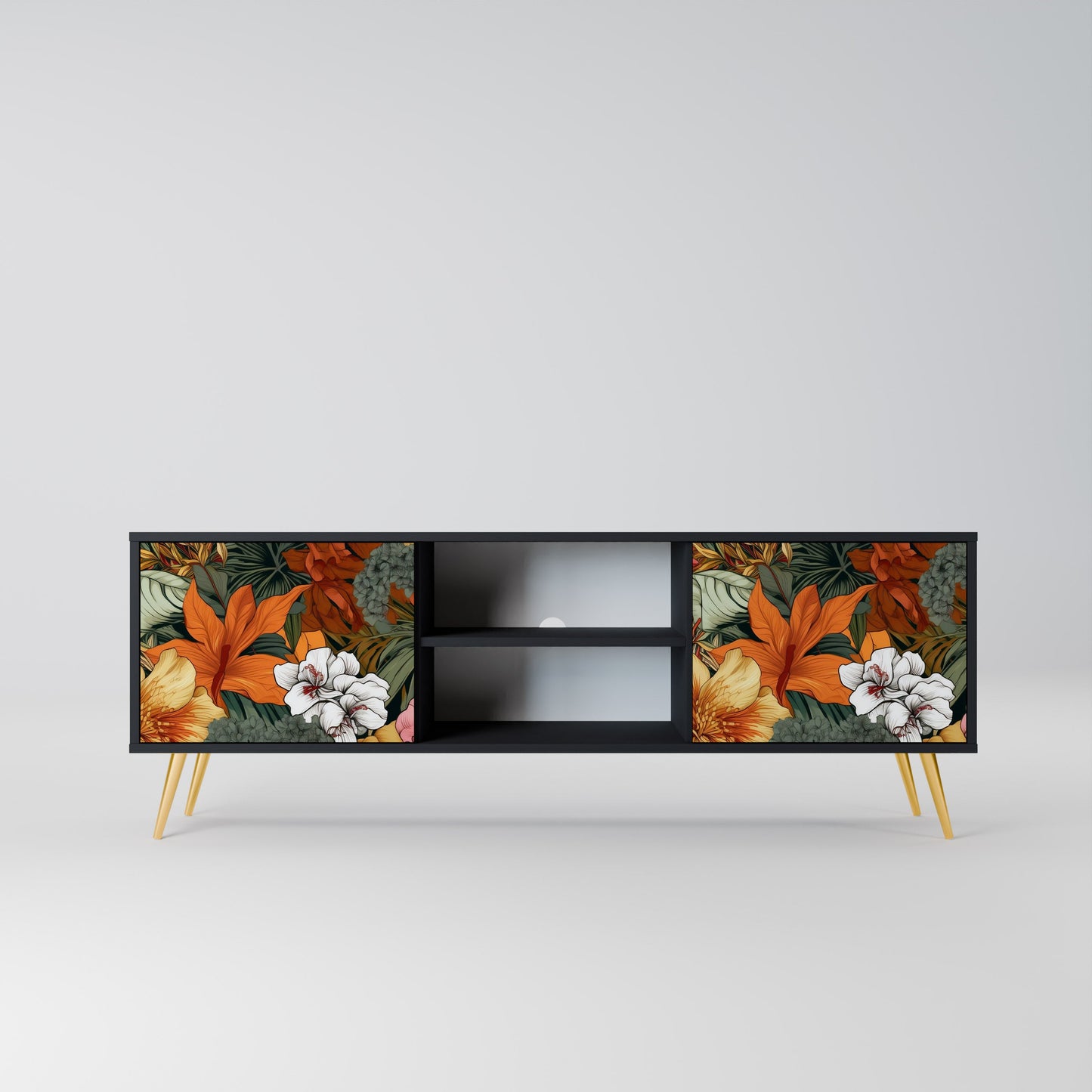 Mobile TV RADIANT FLORA a 2 ante in finitura nera