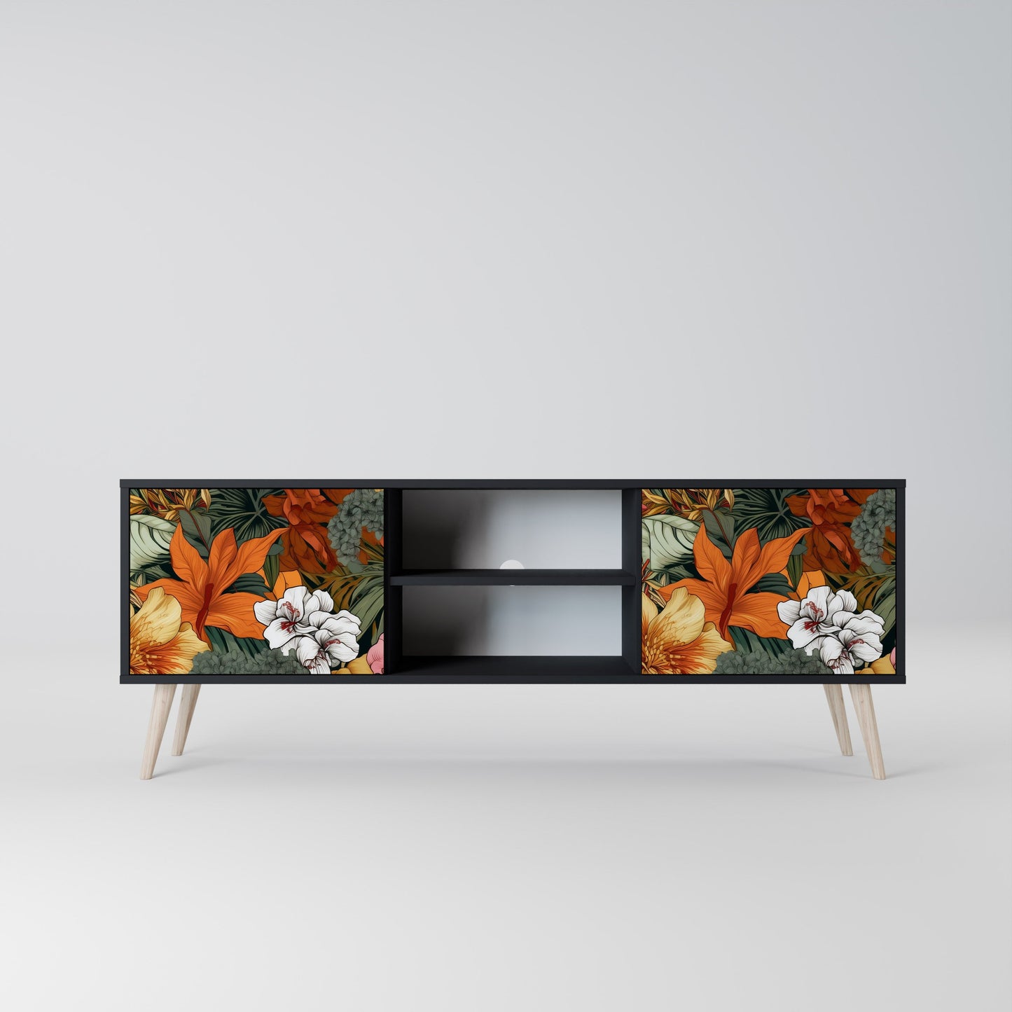 Mobile TV RADIANT FLORA a 2 ante in finitura nera