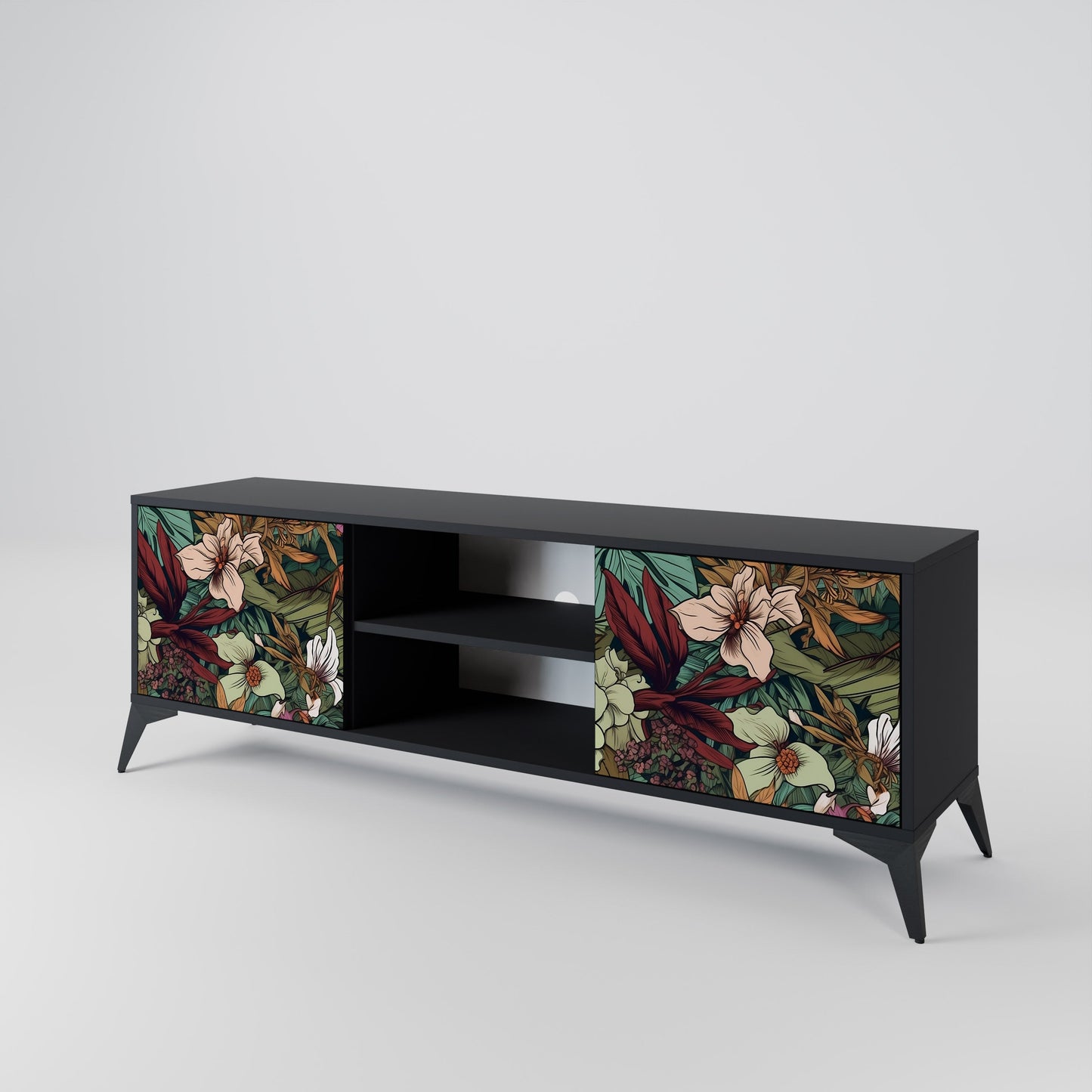 Mobile TV BOTANICAL EMERGENCE a 2 ante con finitura nera