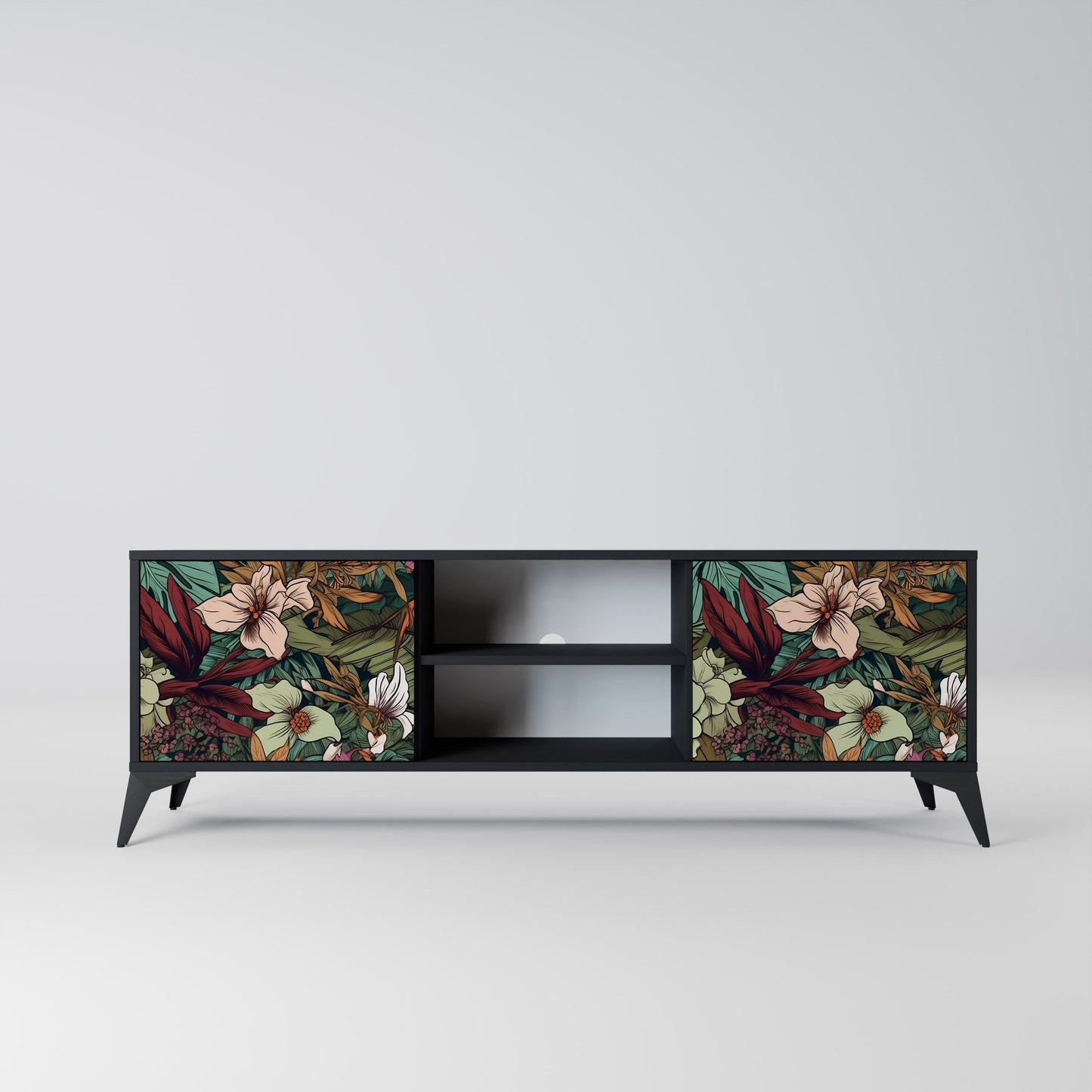 Mobile TV BOTANICAL EMERGENCE a 2 ante con finitura nera