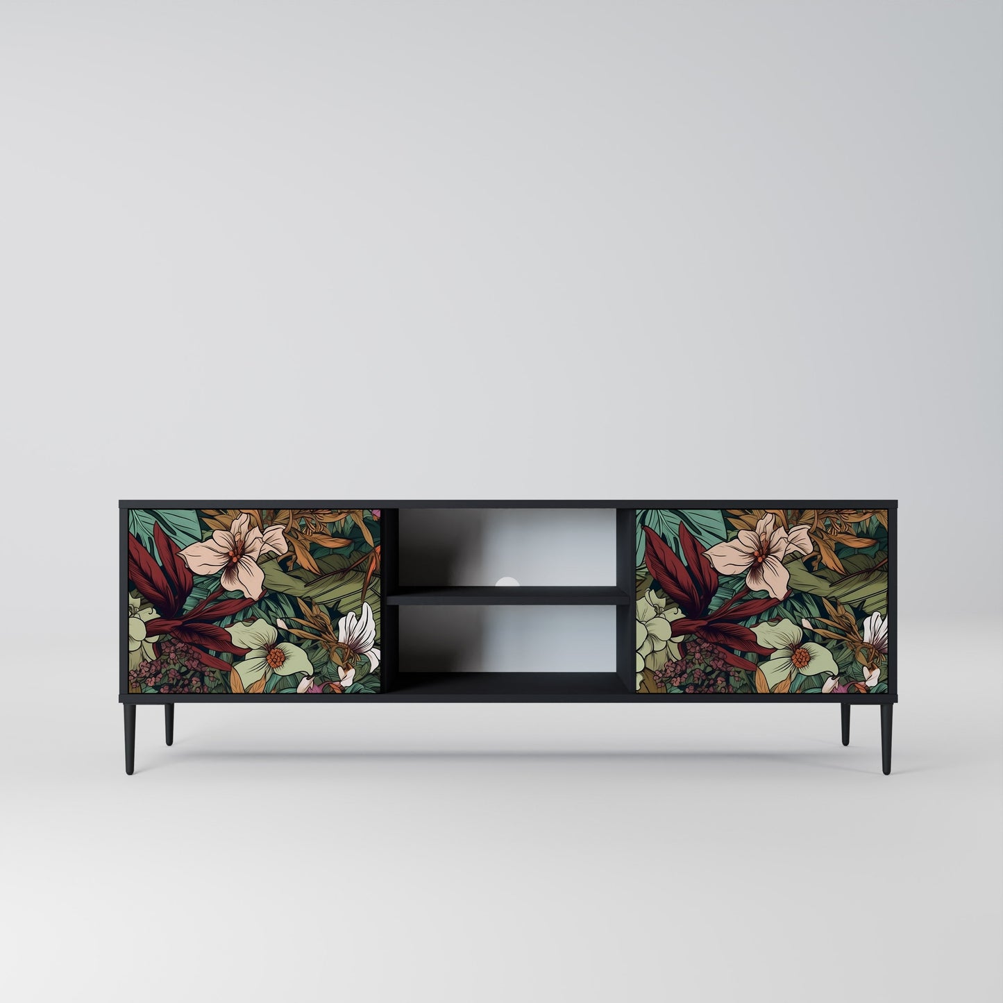 Mobile TV BOTANICAL EMERGENCE a 2 ante con finitura nera