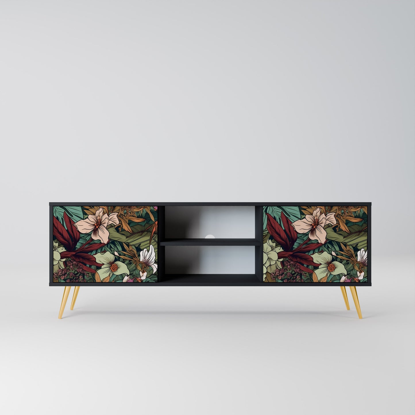 Mobile TV BOTANICAL EMERGENCE a 2 ante con finitura nera