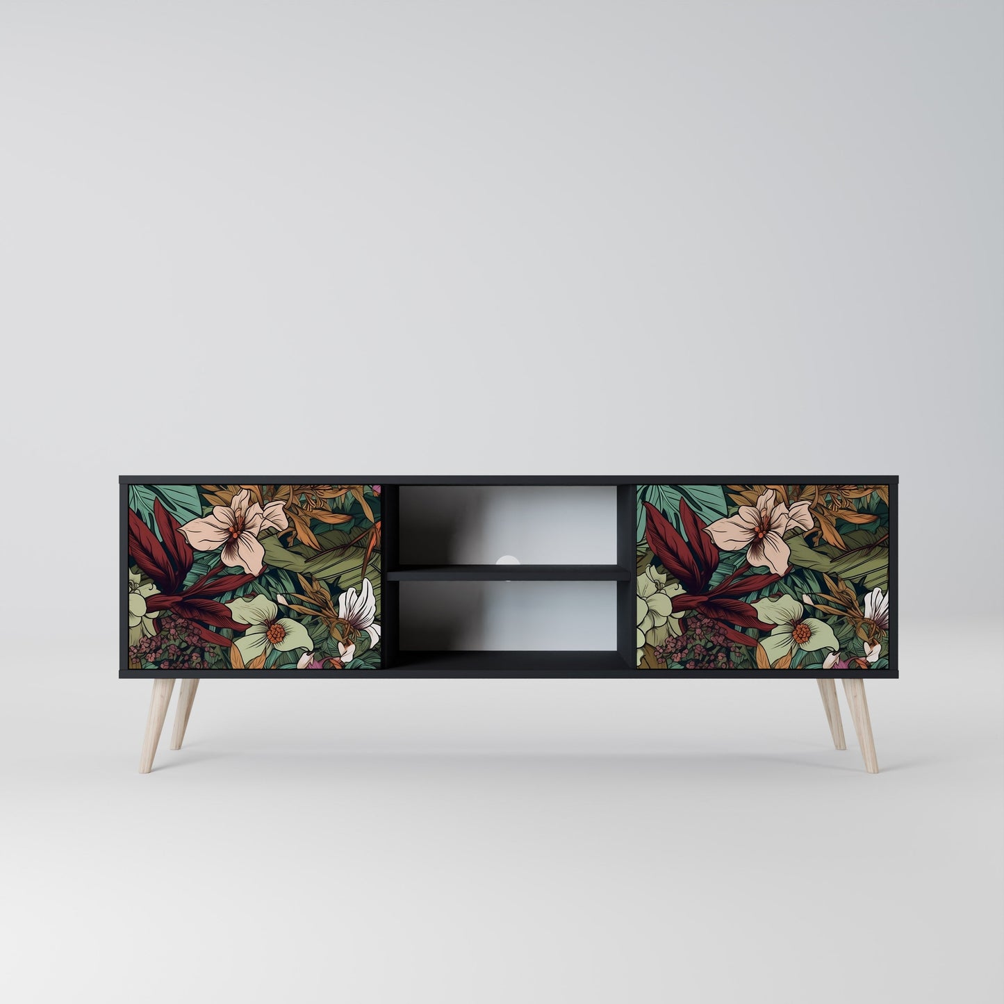Mobile TV BOTANICAL EMERGENCE a 2 ante con finitura nera