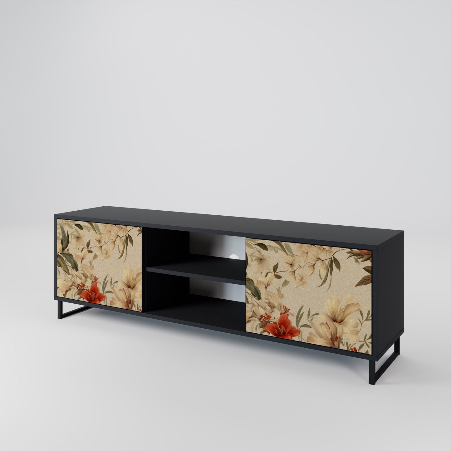 Mobile TV BLOOMING HARMONY a 2 ante con finitura nera