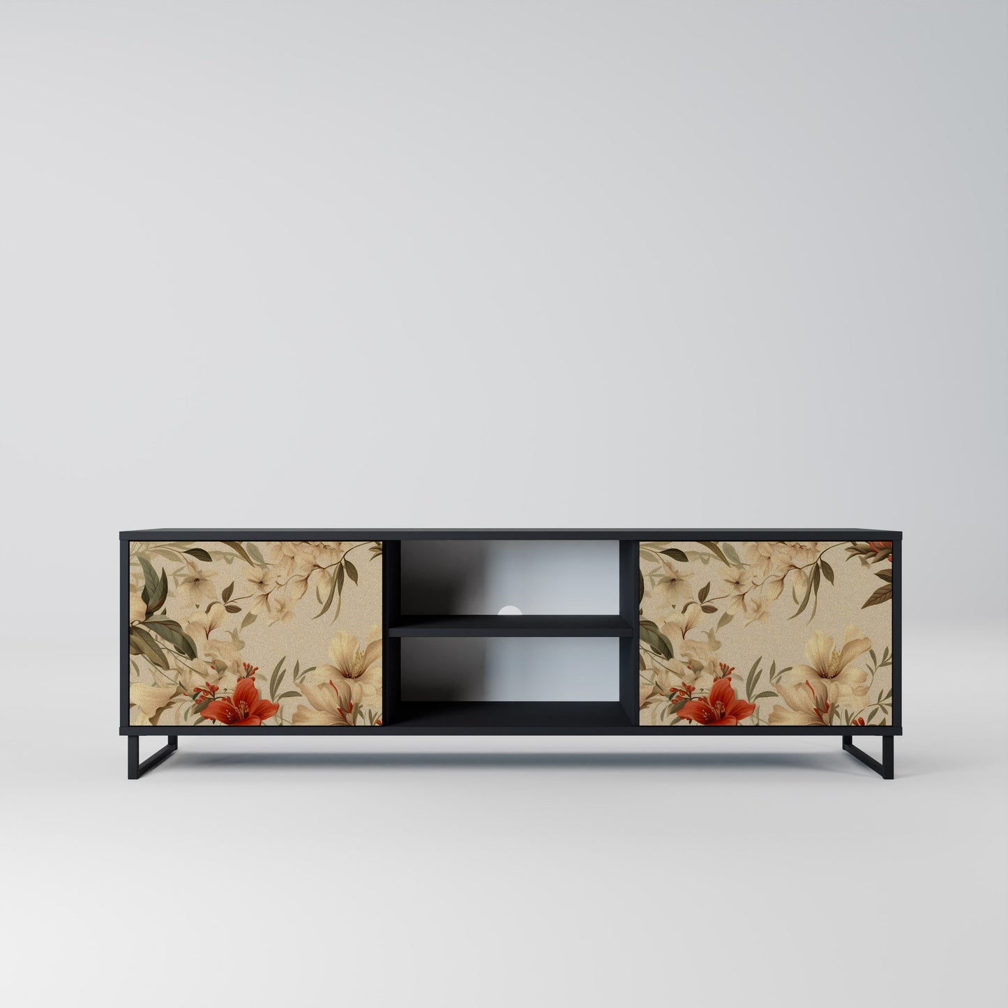 Mobile TV BLOOMING HARMONY a 2 ante con finitura nera