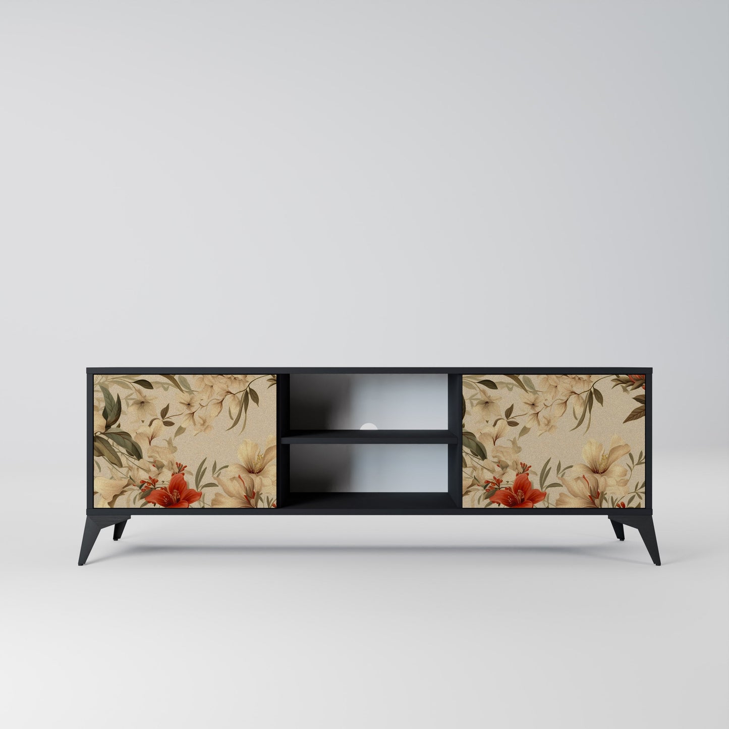Mobile TV BLOOMING HARMONY a 2 ante con finitura nera