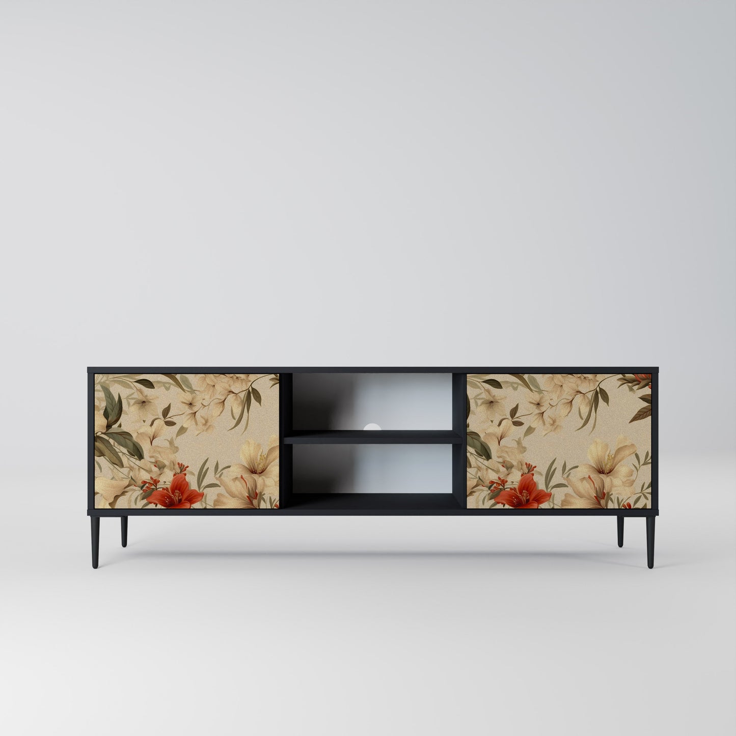 Mobile TV BLOOMING HARMONY a 2 ante con finitura nera