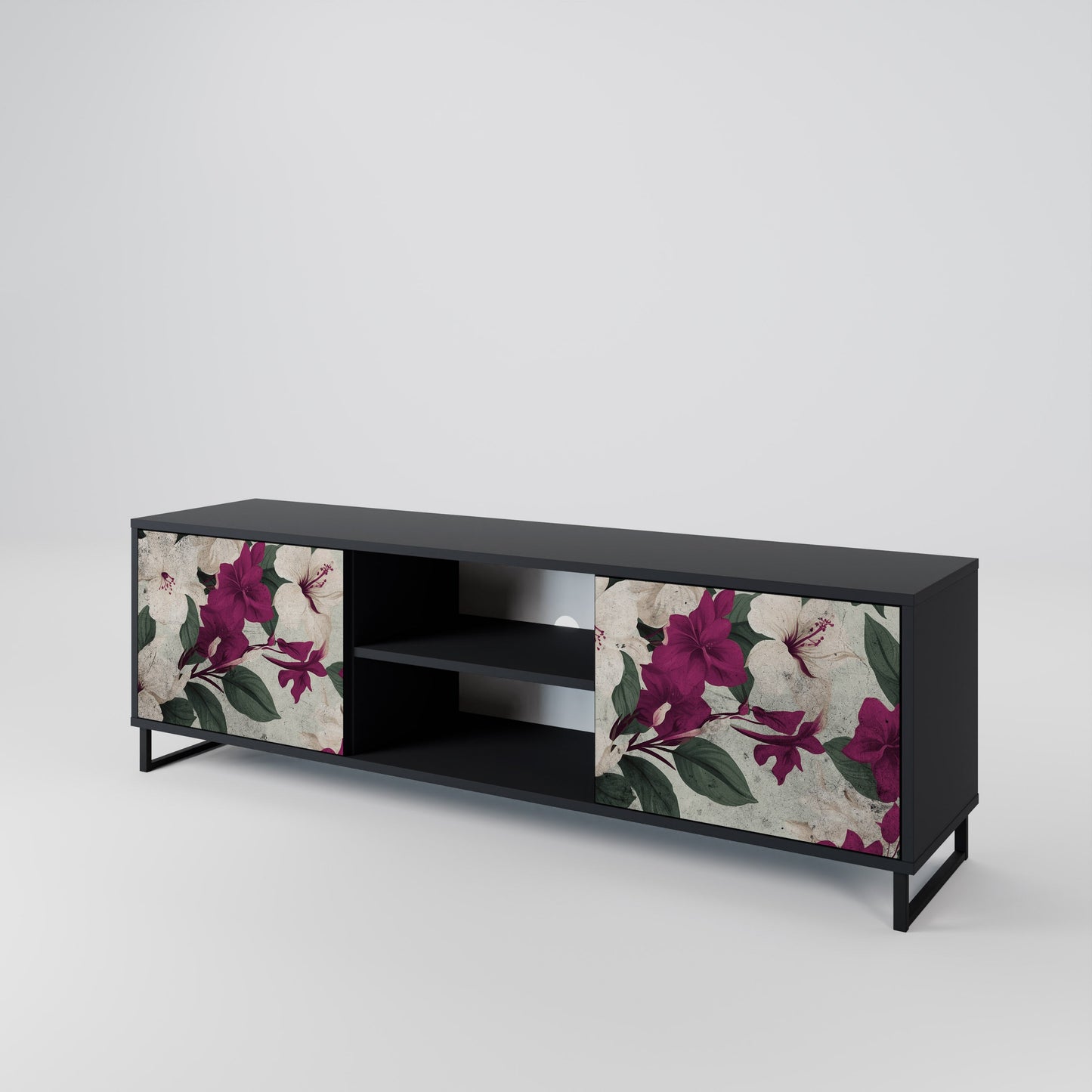 Mobile TV FLOWERET DREAM a 2 ante in finitura nera