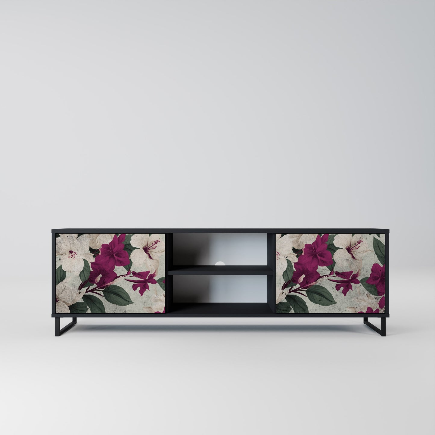 Mobile TV FLOWERET DREAM a 2 ante in finitura nera