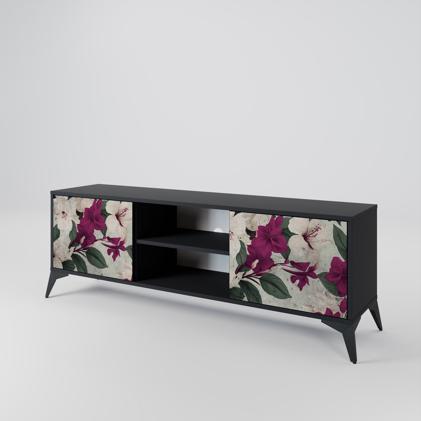 Mobile TV FLOWERET DREAM a 2 ante in finitura nera