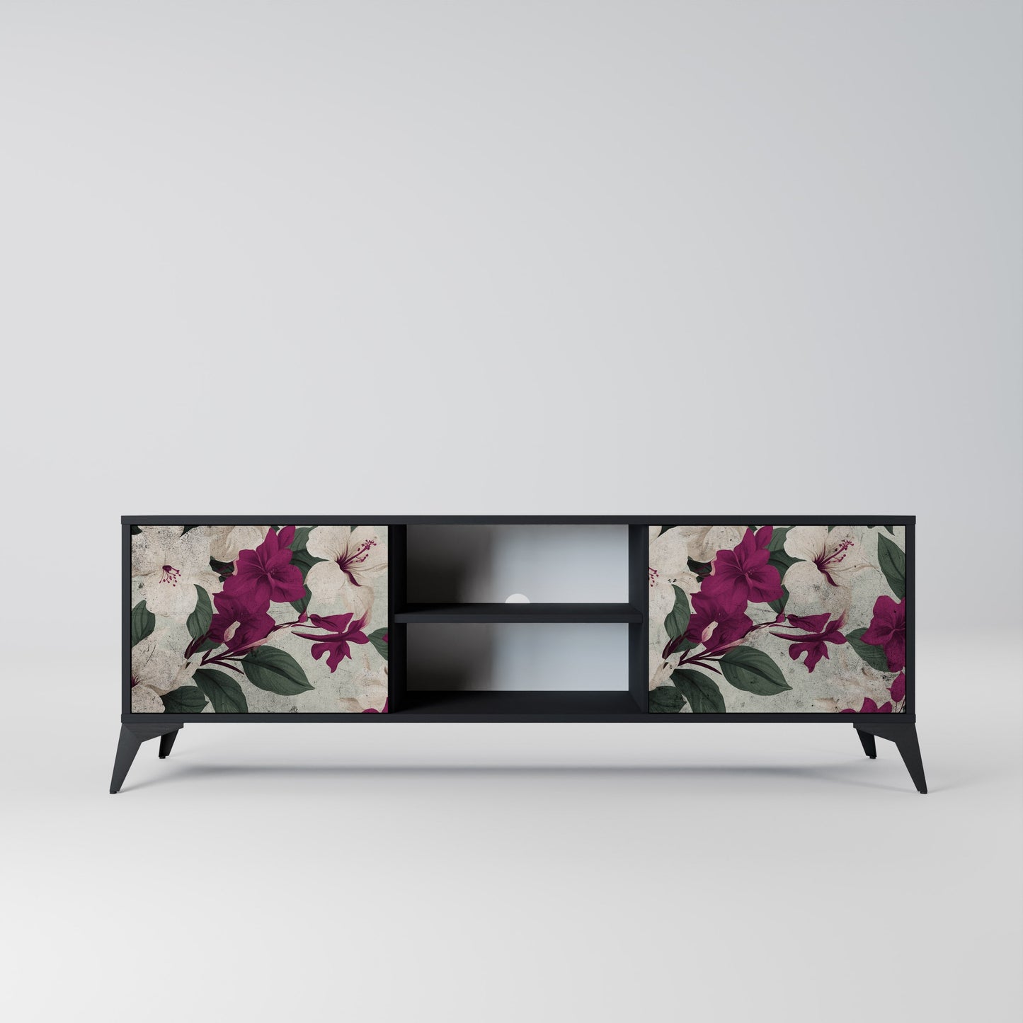 Mobile TV FLOWERET DREAM a 2 ante in finitura nera