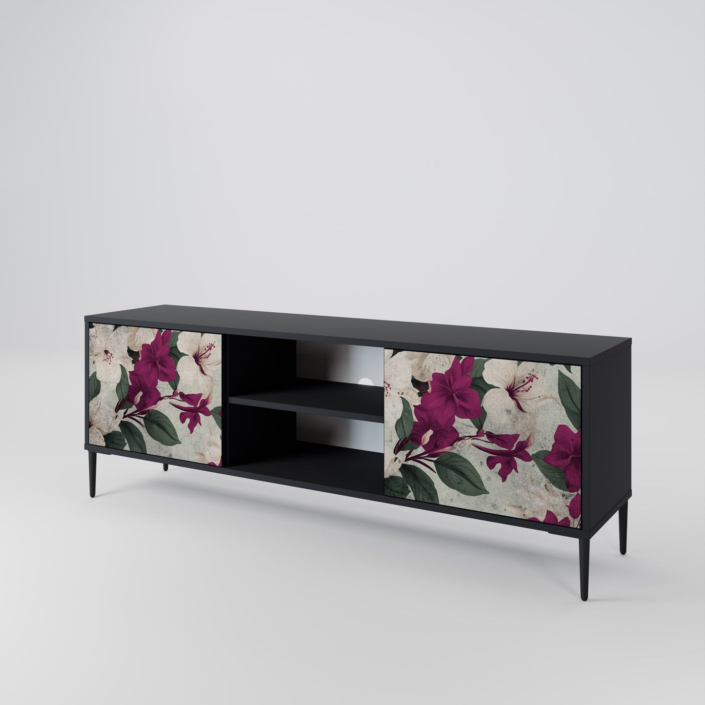Mobile TV FLOWERET DREAM a 2 ante in finitura nera