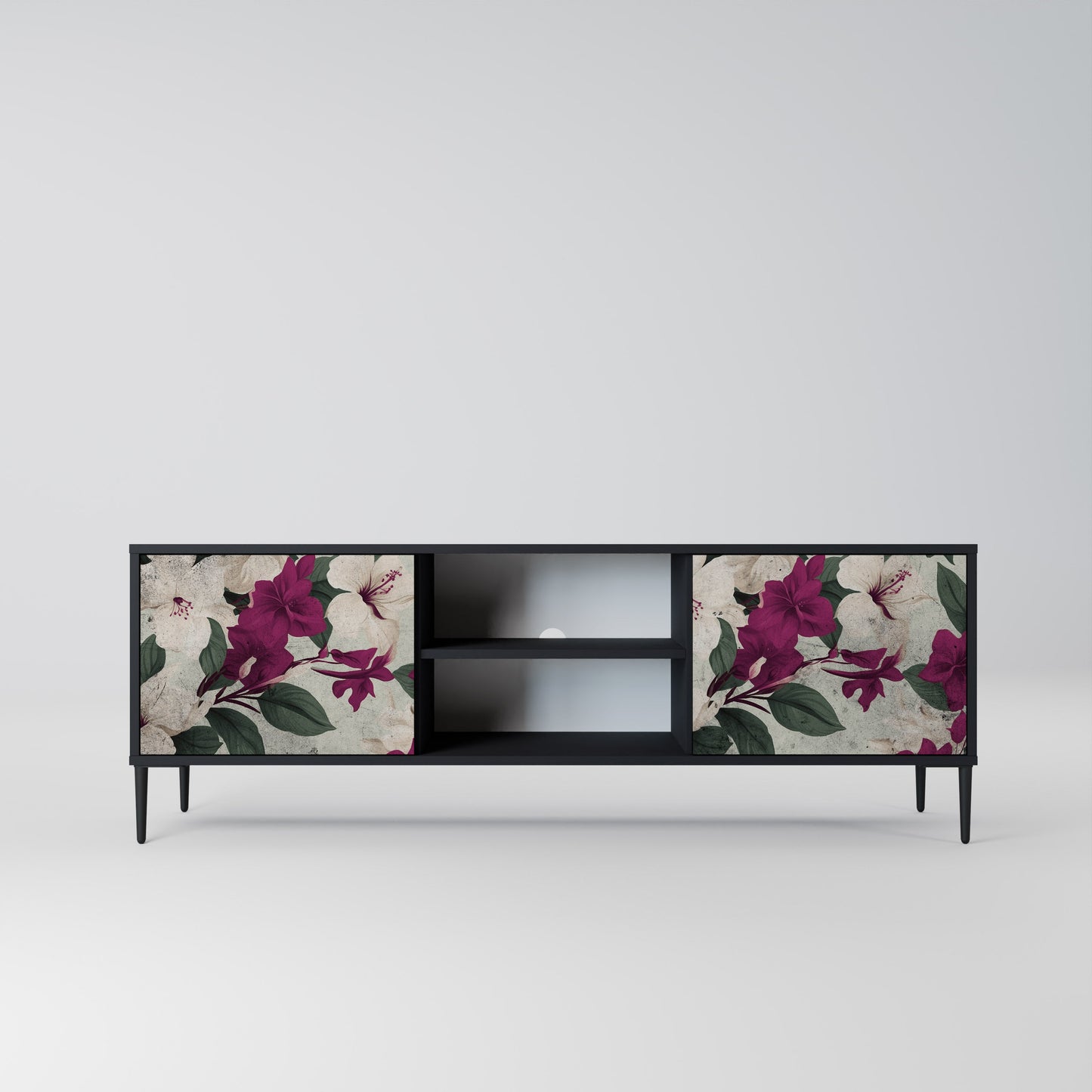 Mobile TV FLOWERET DREAM a 2 ante in finitura nera