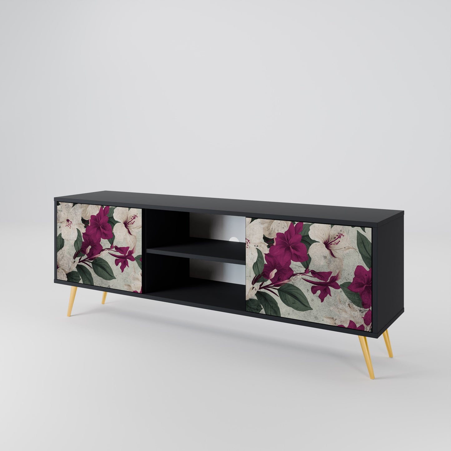 Mobile TV FLOWERET DREAM a 2 ante in finitura nera