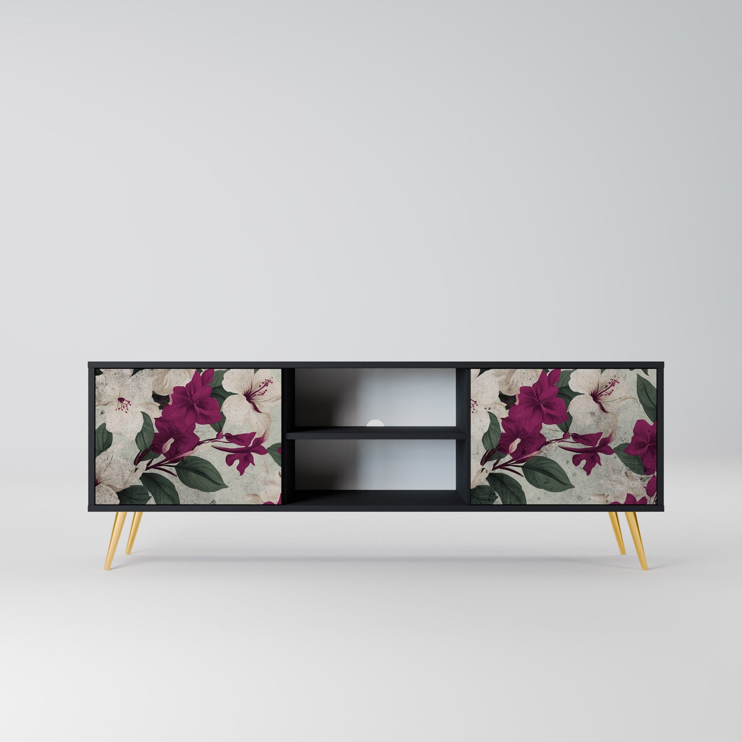 Mobile TV FLOWERET DREAM a 2 ante in finitura nera