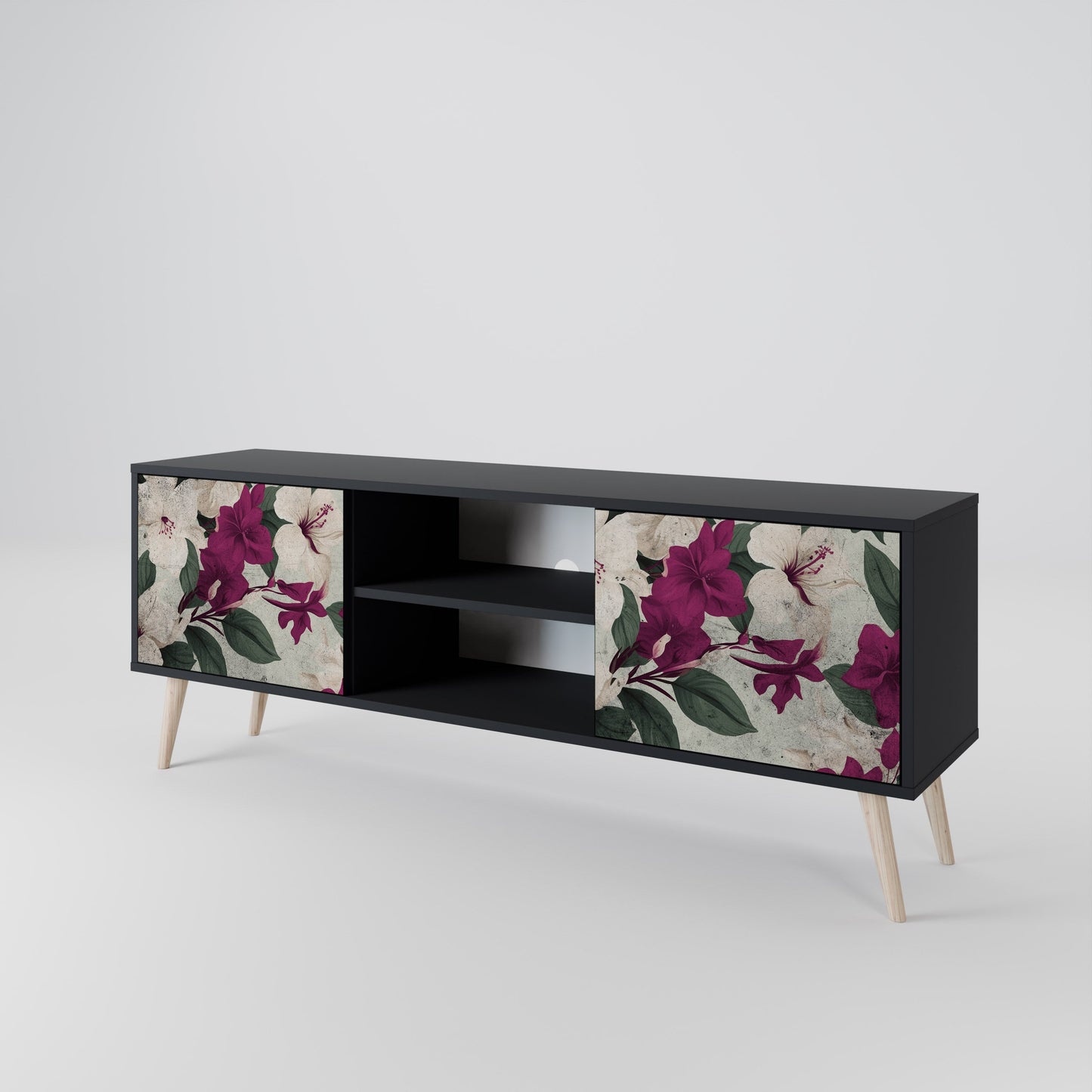 Mobile TV FLOWERET DREAM a 2 ante in finitura nera