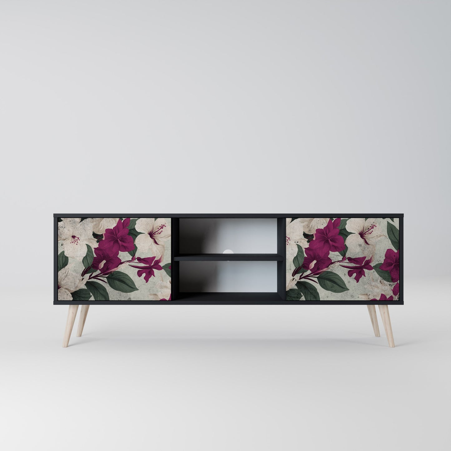 Mobile TV FLOWERET DREAM a 2 ante in finitura nera